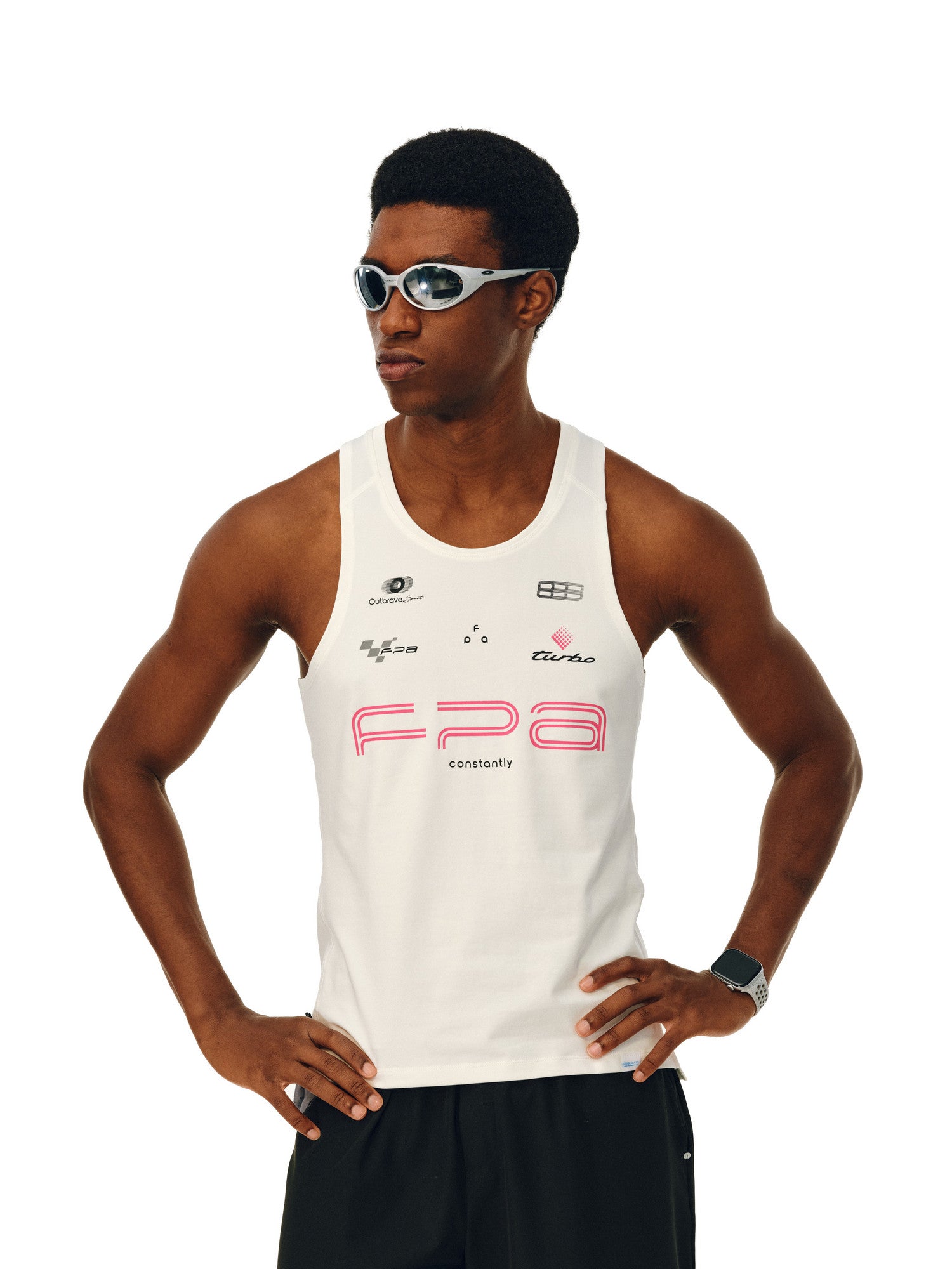 FPA Sport COOLMAX Racing Pattern Vest - Summer Outdoor Fitness Fitted Sleeveless Tank Top for Men
