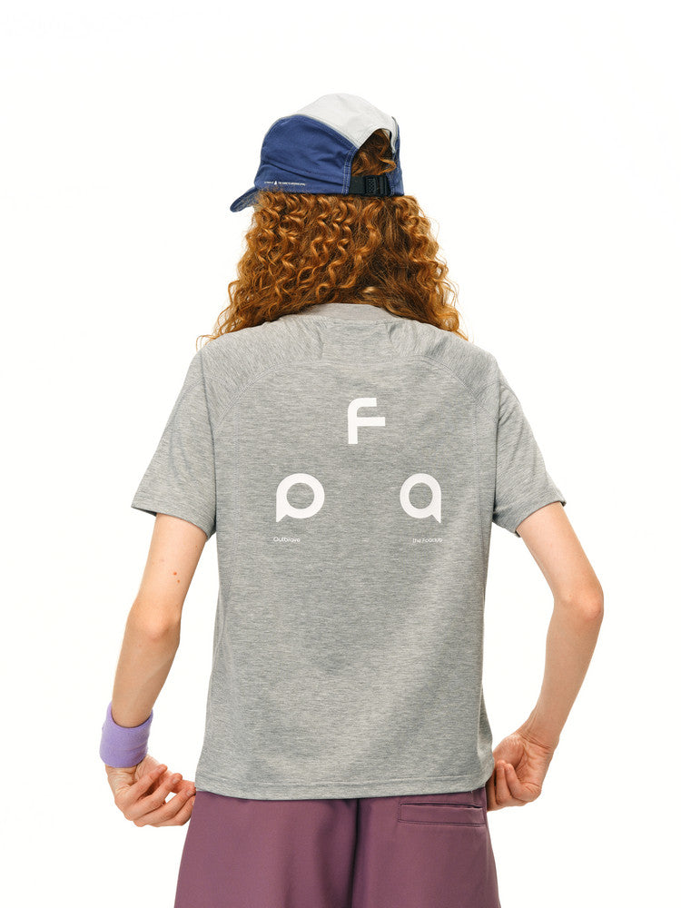 FPA Sorona Antibacterial Yarn Logo Short Sleeve T-Shirt, Summer Casual Cropped Round Neck Tee for Women