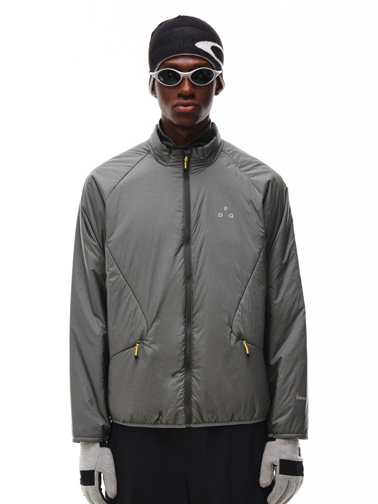 FPA 3M Thinsulate Quilted Zip-Up Cotton Jacket with Contrast Trim and Triangle Logo, Retro Sports Stand Collar, Autumn/Winter