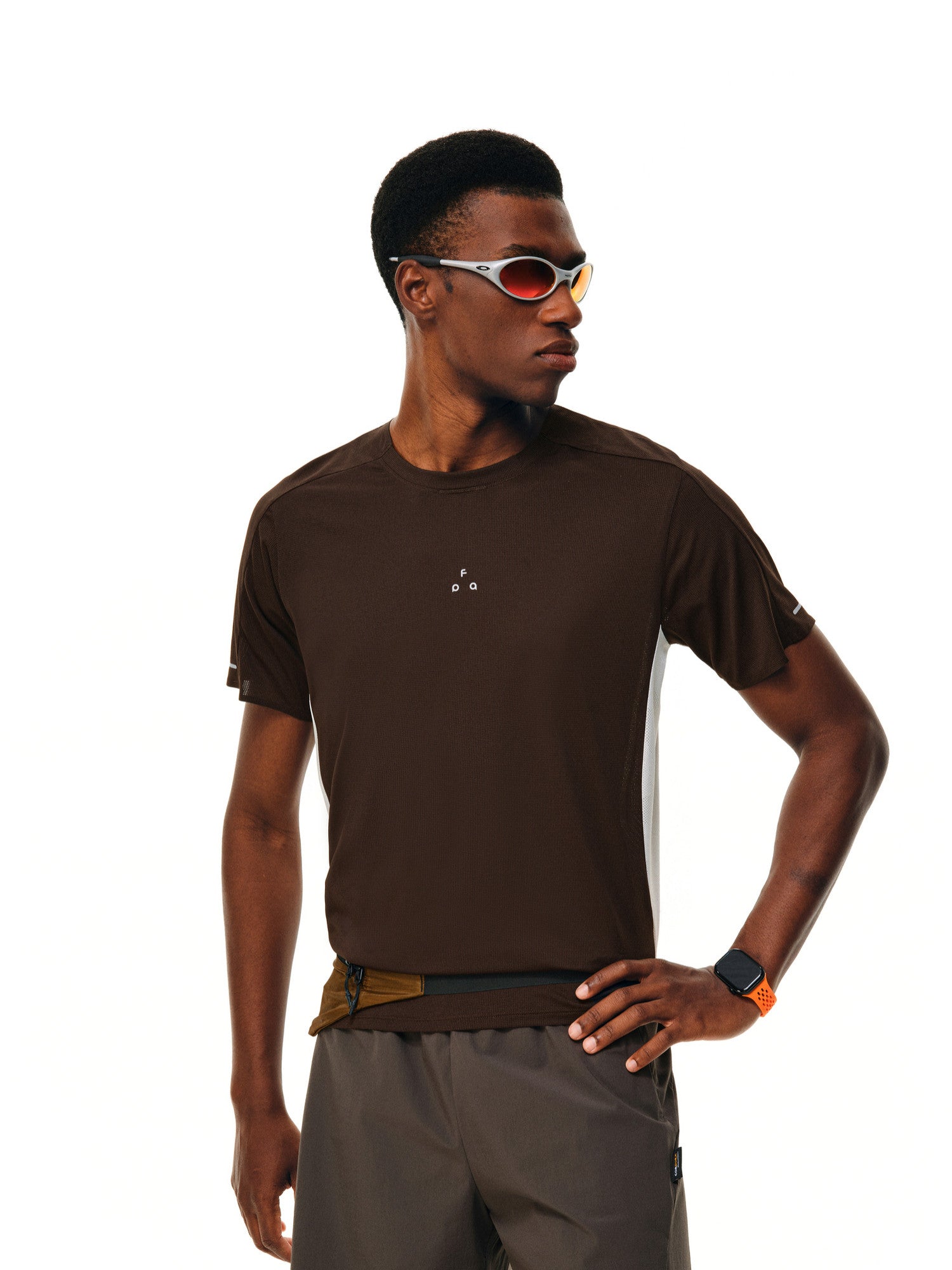 FPA Men's and Women's Summer Breathable Mesh Short-Sleeve T-Shirt with Contrast Trim, Round Neck, Basic Logo, Athletic Fit