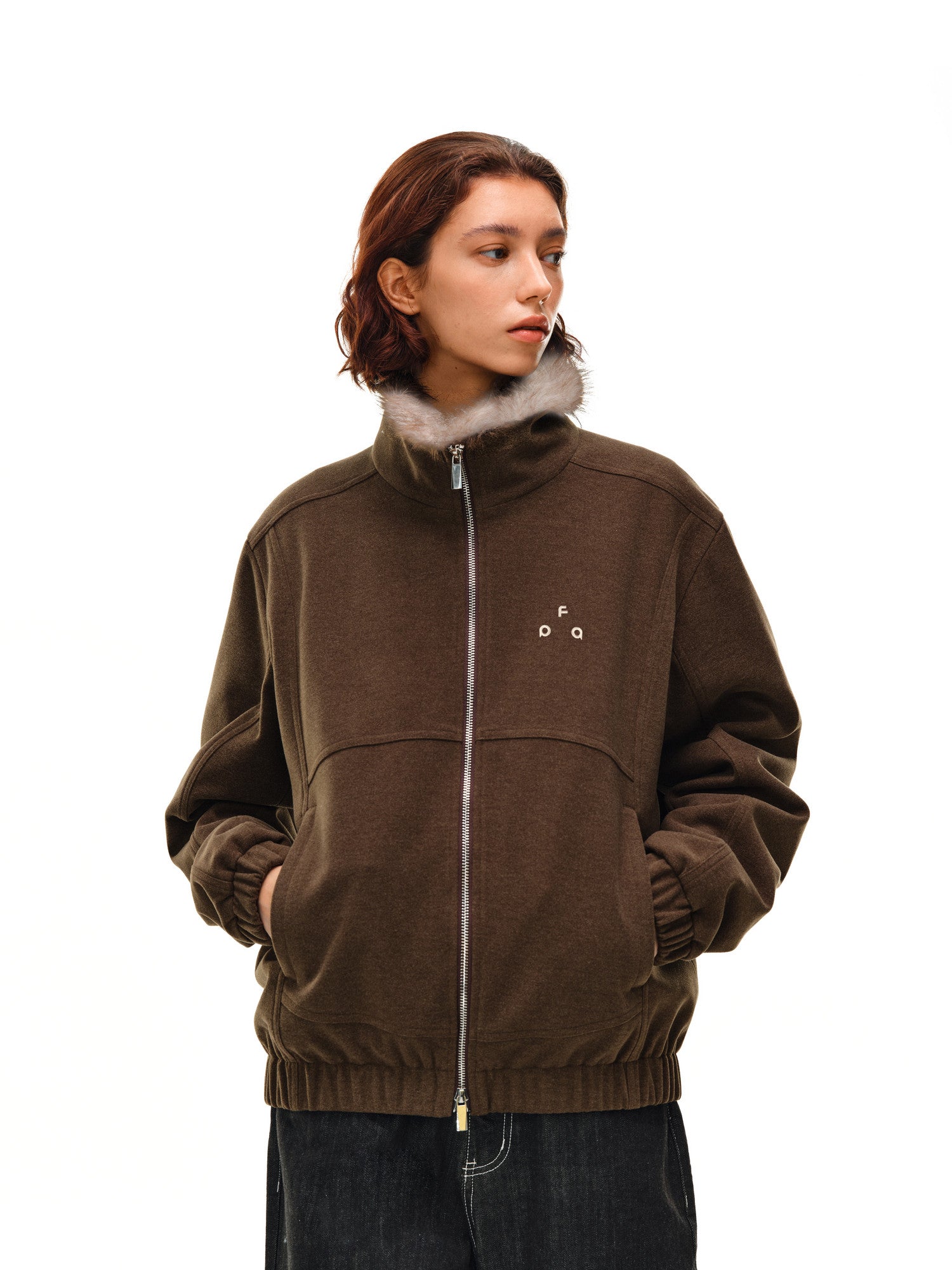 FPA Wool Collar Zipper Quilted Down Jacket Winter Thick Warm Retro Down Coat