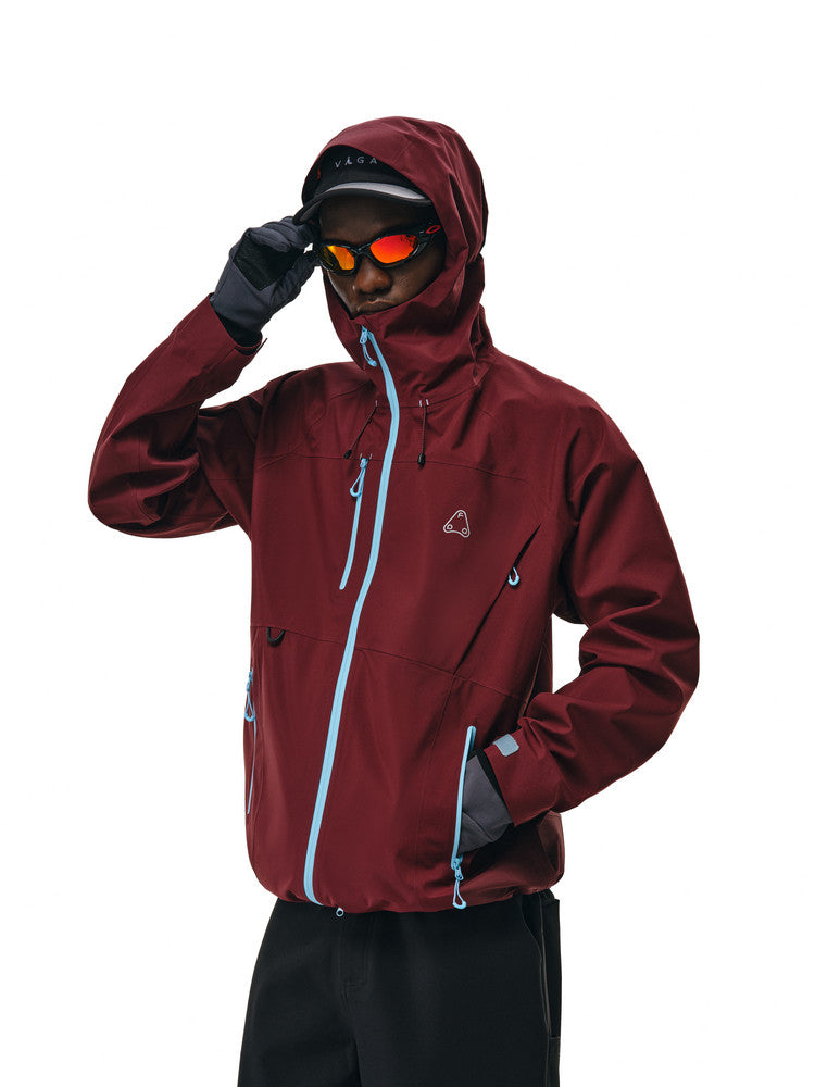 FPA Color-Block Multi-Pocket 3L Hardshell Jacket with Seam-Sealed Construction for Outdoor Sports, Hiking, and Mountaineering