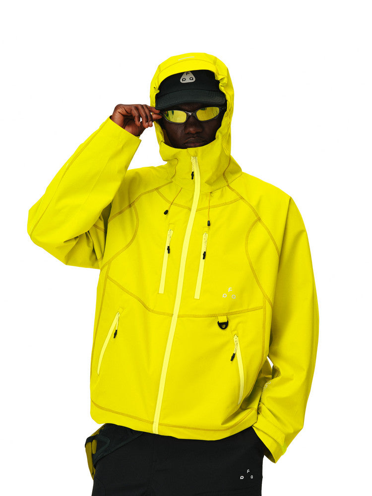 FPA Hasso Thread Contrast Zipper Waterproof Windbreaker Jacket – Unisex Loose-Fit Sports Coat