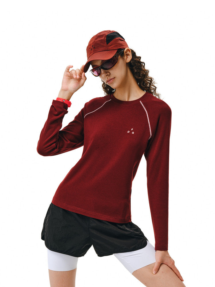 FPA Hasso Structure Logo Long Sleeve T-Shirt - Chinese Streetwear Trendy Fall Round Neck Slim Fit Casual Outdoor Sports Tee for Women