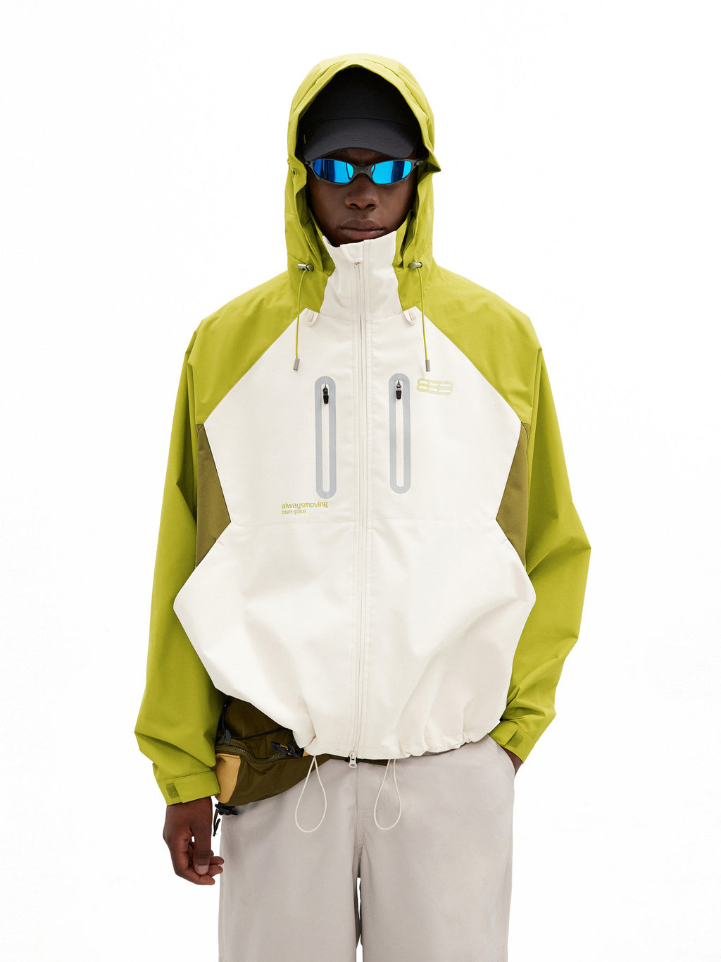 FPA Color-Block Windbreaker Jacket - Three-Proof Cocoon Style, Chinese Trend Outdoor Sports Pink Jacket