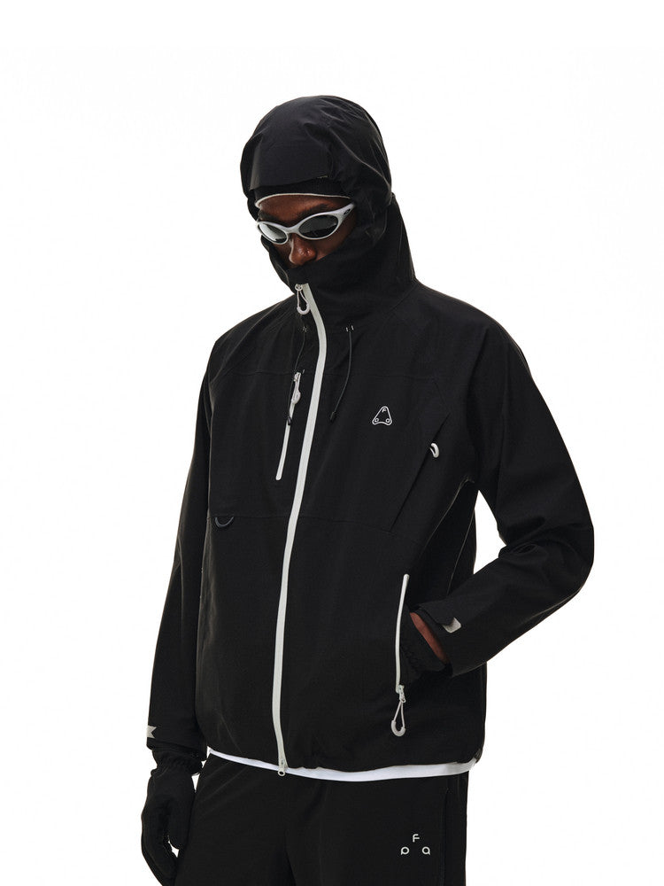 FPA Color-Block Multi-Pocket 3L Shell Jacket for Outdoor Sports and Hiking – Premium Black