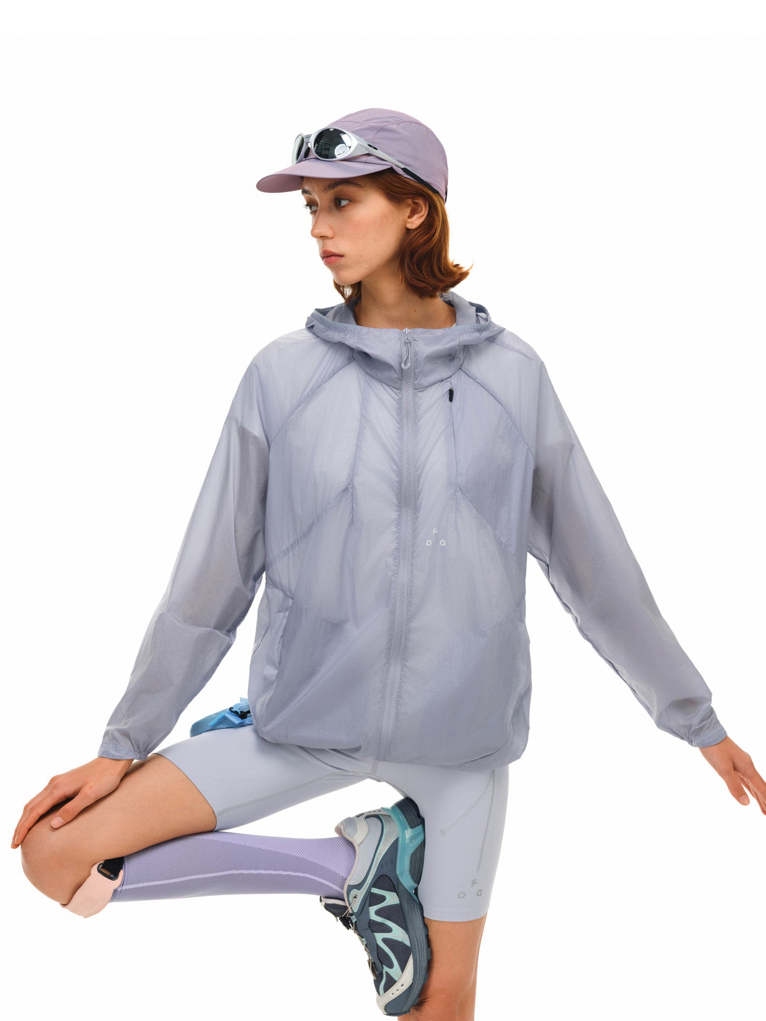 FPA Water-Repellent Textured Crinkle Hooded Multi-Zip Sun Protection Jacket - Summer Outdoor Lightweight UV Jacket
