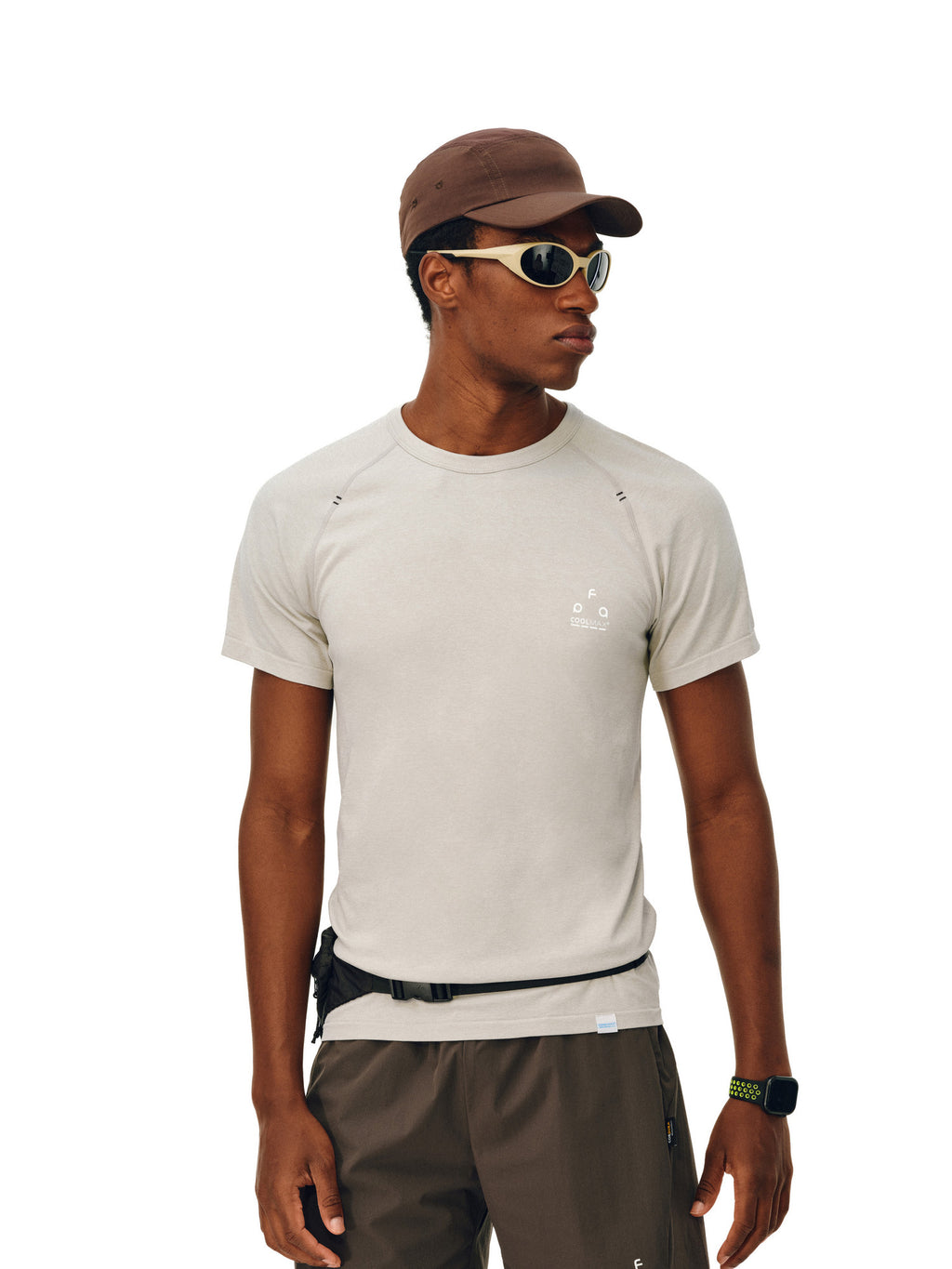 FPA COOLMAX One-Piece Knit Athletic Heather Short Sleeve Outdoor Crew Neck Fitted Premium Design Summer T-Shirt for Men