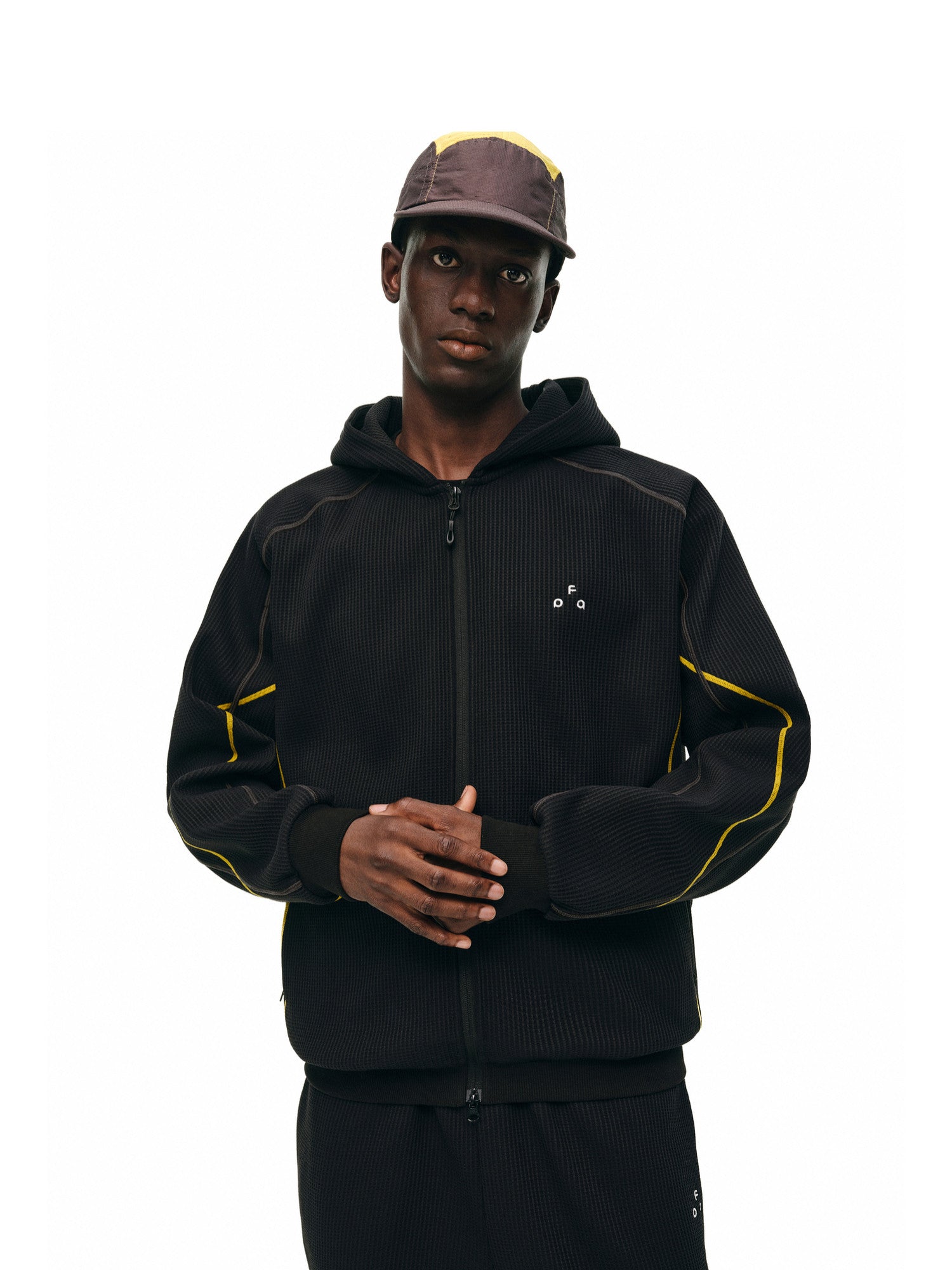 FPA Waffle Fleece Color-Block Hooded Sweatshirt Set - Casual Zip-Up Hoodie for Men