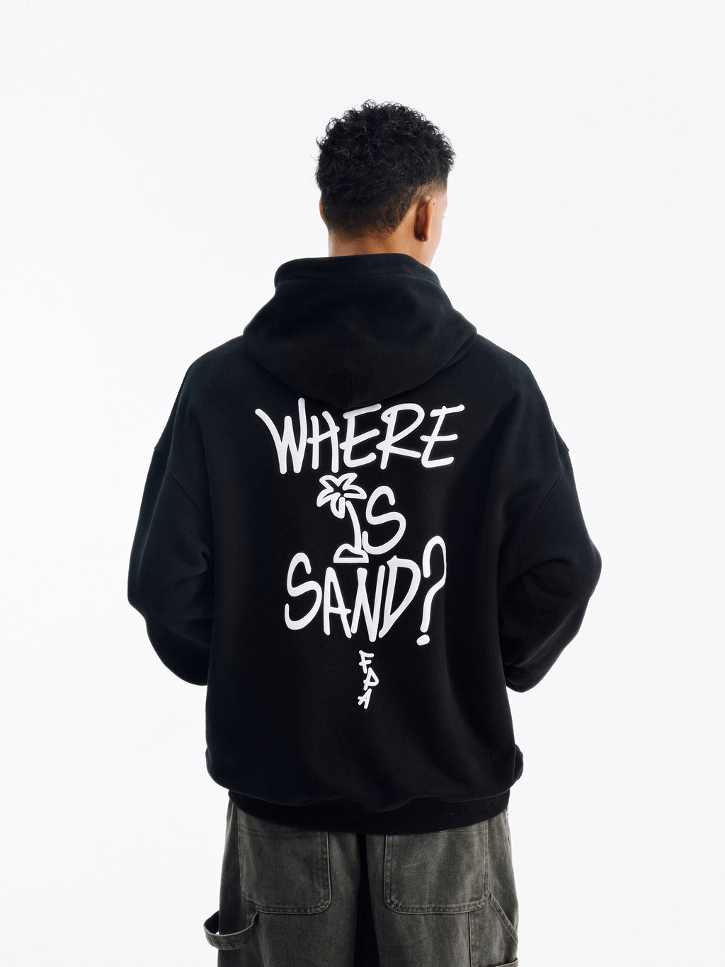 FPA Beach Graffiti Foam Hoodie – Autumn Casual Loose Heavyweight Unisex Chinese Streetwear Hooded Sweatshirt for Men