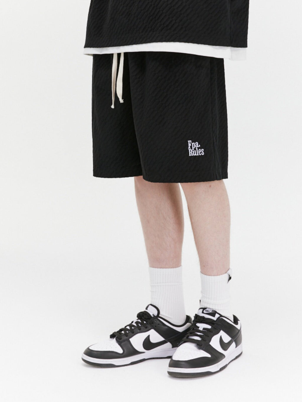 FPA Brushed Twill Textured Embroidered Shorts Summer Chinese Street Style Loose Casual Straight-Leg Mid-Length Shorts