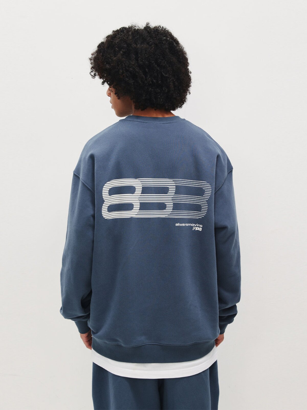 FPA Gradient Track Graphic Crew Neck Sweatshirt - Chinese Streetwear, Loose Fit, Unisex Pullover Long Sleeve Top for Spring/Autumn