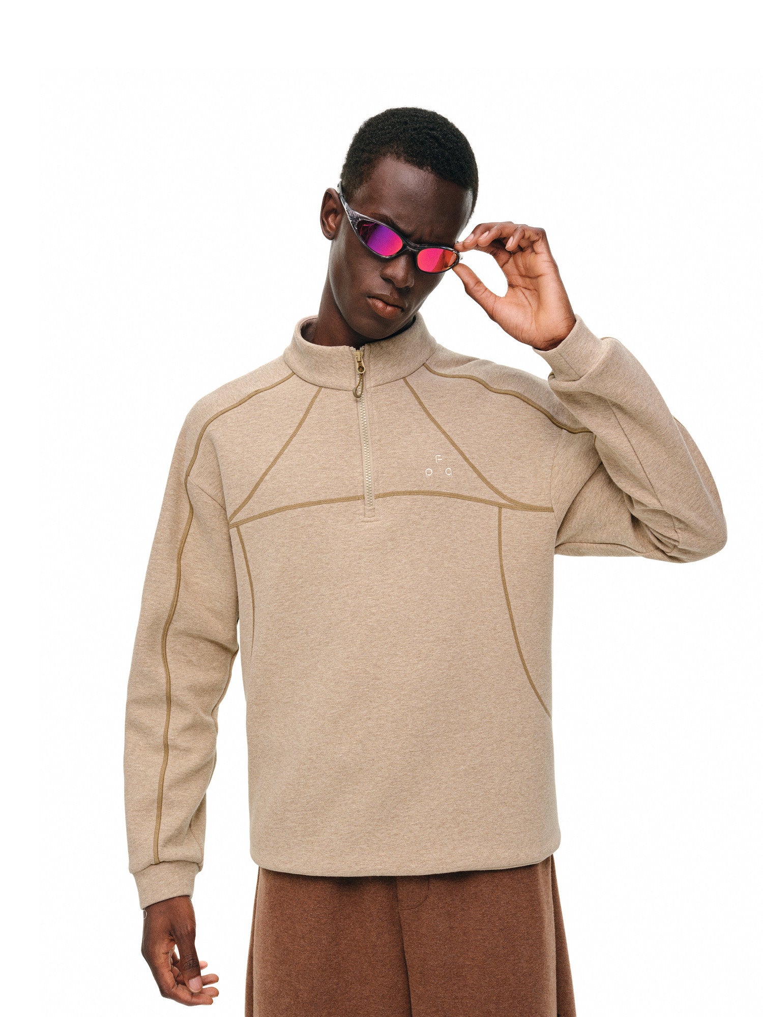 FPA Air Layer Contrast Stitch Half-Zip Athletic Sweatshirt - Autumn Casual Unisex Stand Collar Pullover for Men