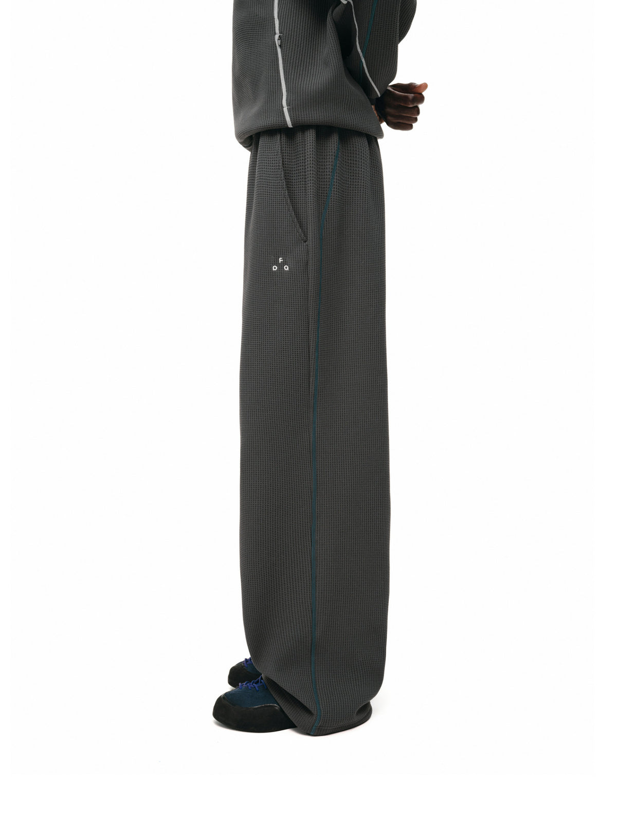 FPA Waffle Fleece Color-Block Lounge Pants Set - Fall Basic Logo Color-Block Wide-Leg Casual Pants for Men
