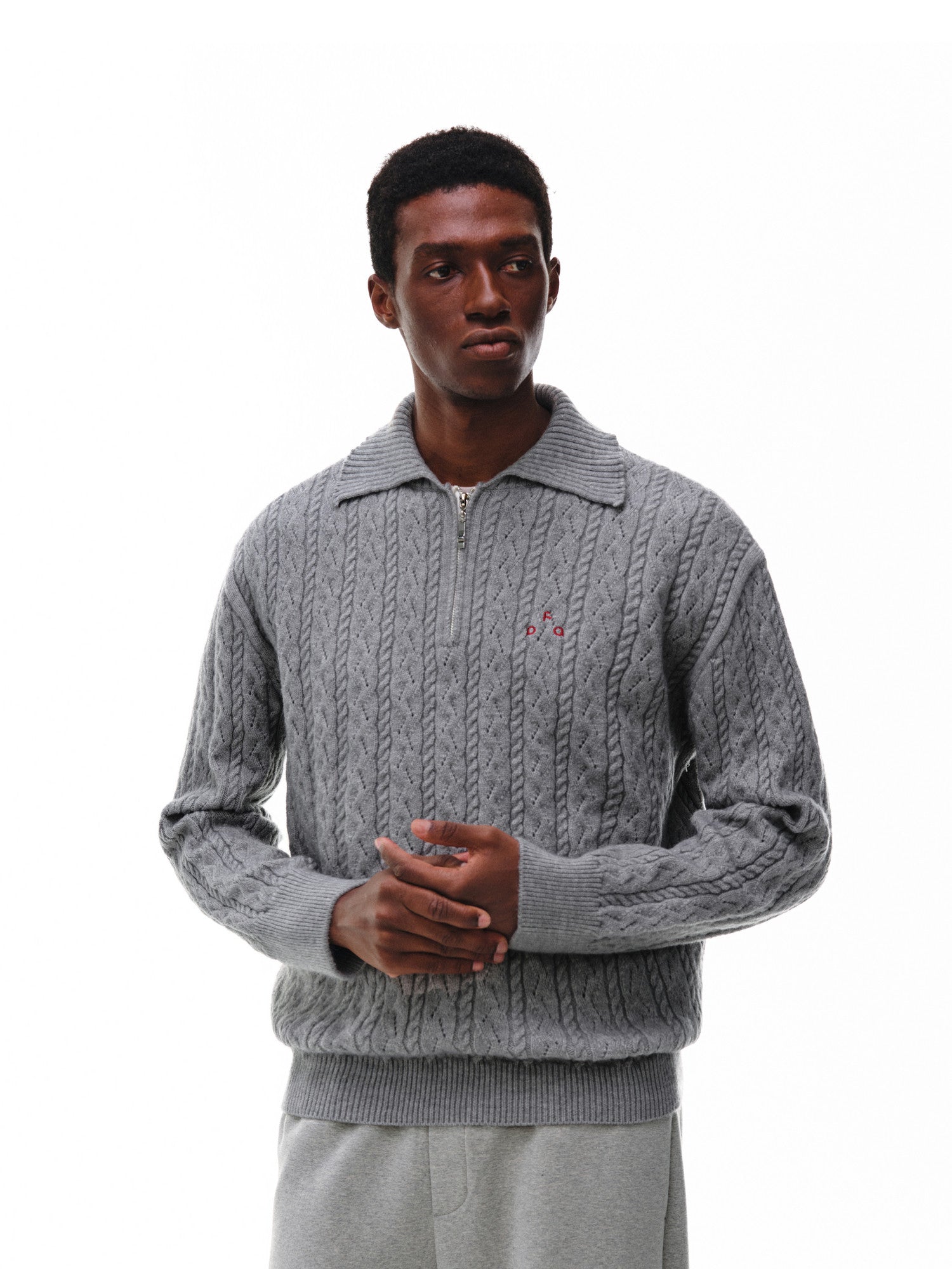 FPA Cable Knit Collar Casual Sweater 2026 New Fall/Winter Half-Zip Premium Knit Pullover for Men