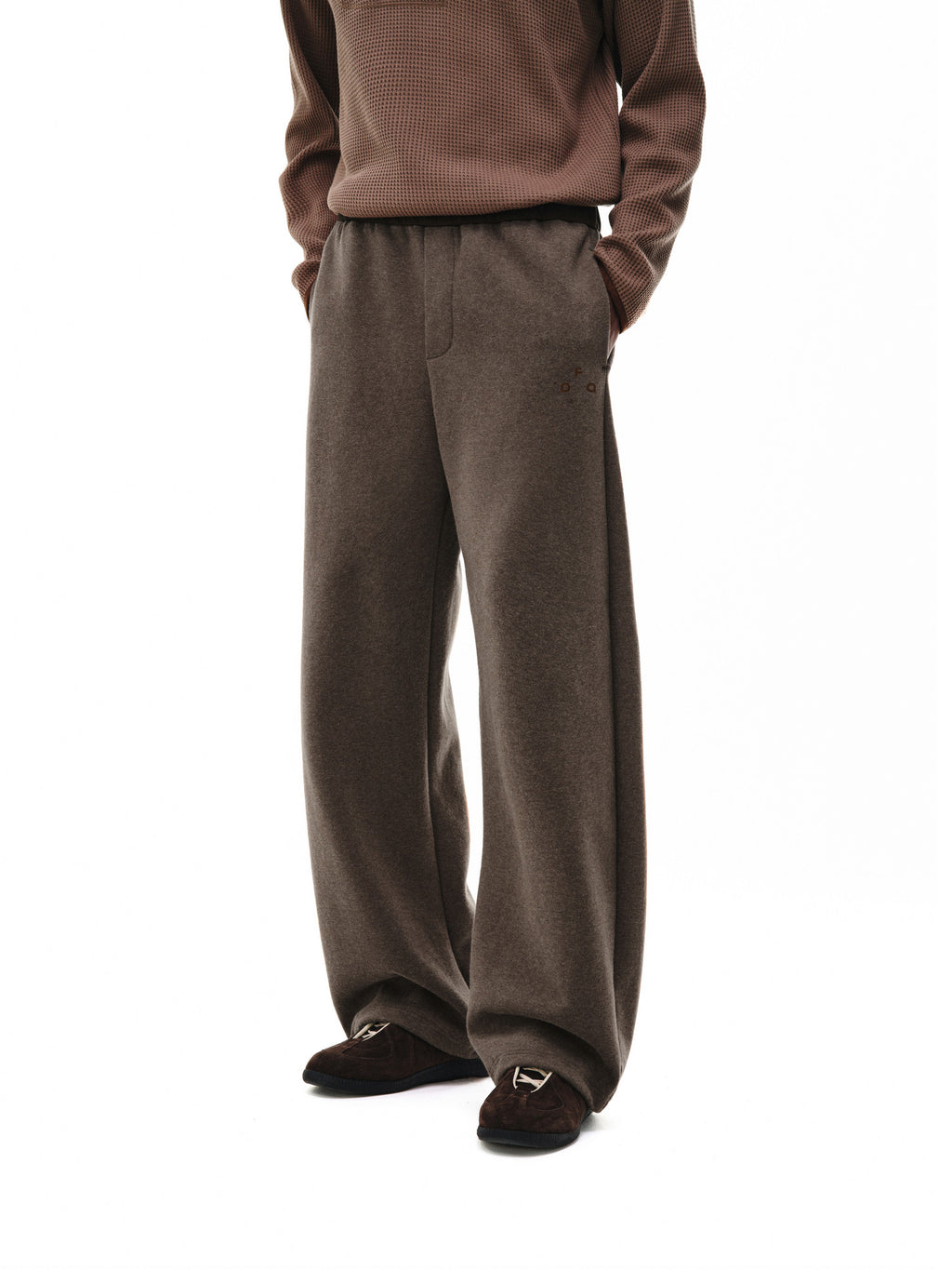 FPA Curved Sweatpants Knitted Textured Fleece Lounge Pants Straight Wide Leg Casual Basic Premium Versatile Trousers