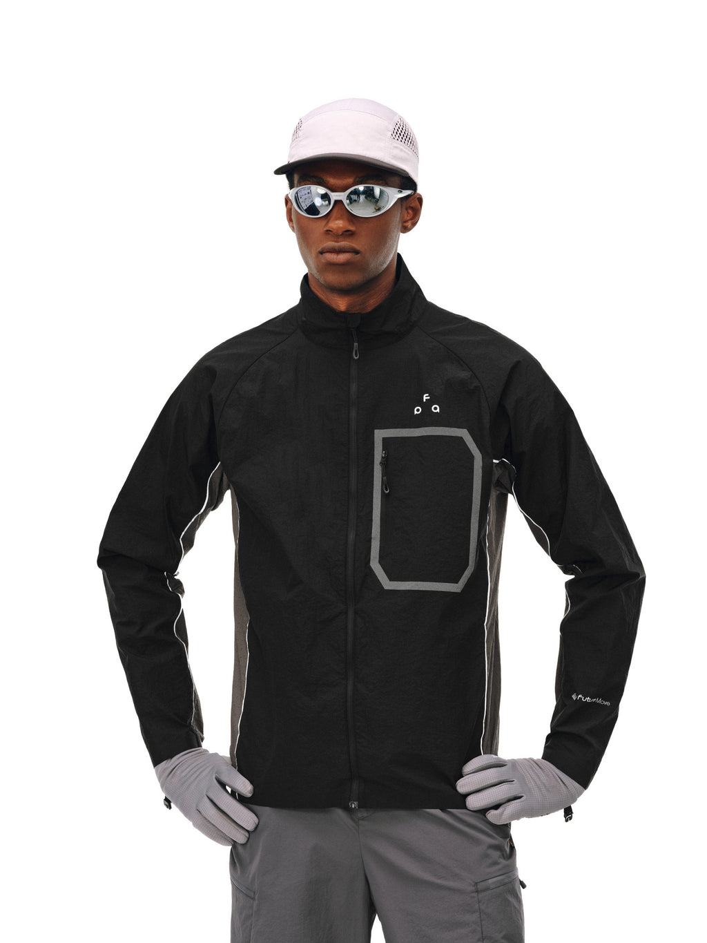FPA Lightweight Water-Repellent Paneled Jacket for Outdoor Sports and Fitness, Couple Style, Stand Collar, Black