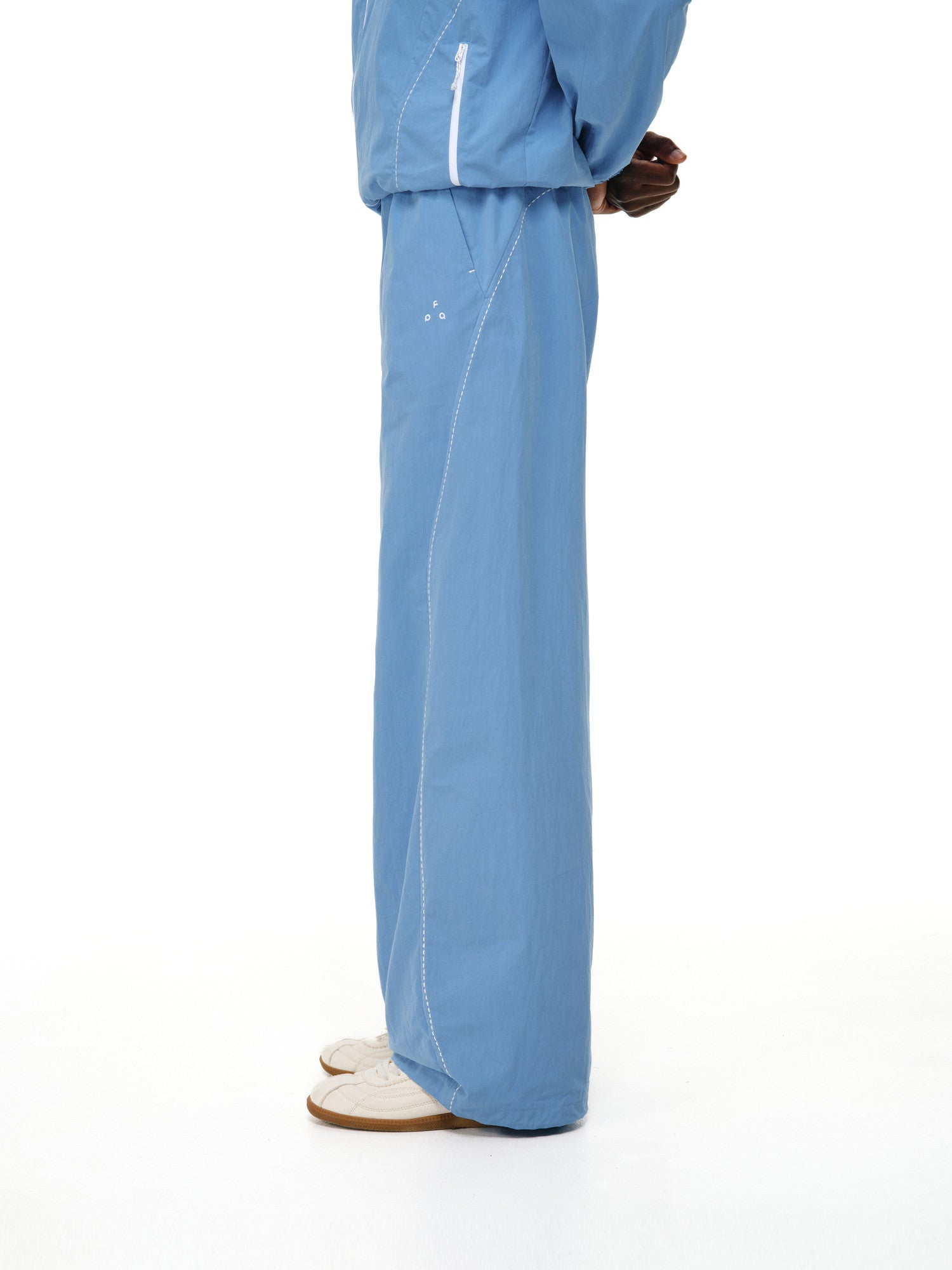 FPA Cotton-Nylon Casual Straight-Leg Pants with Rice-Grain Embroidery - 2026 Fall New Arrival, Contrast Color Couple Drawstring Loose Pants for Men