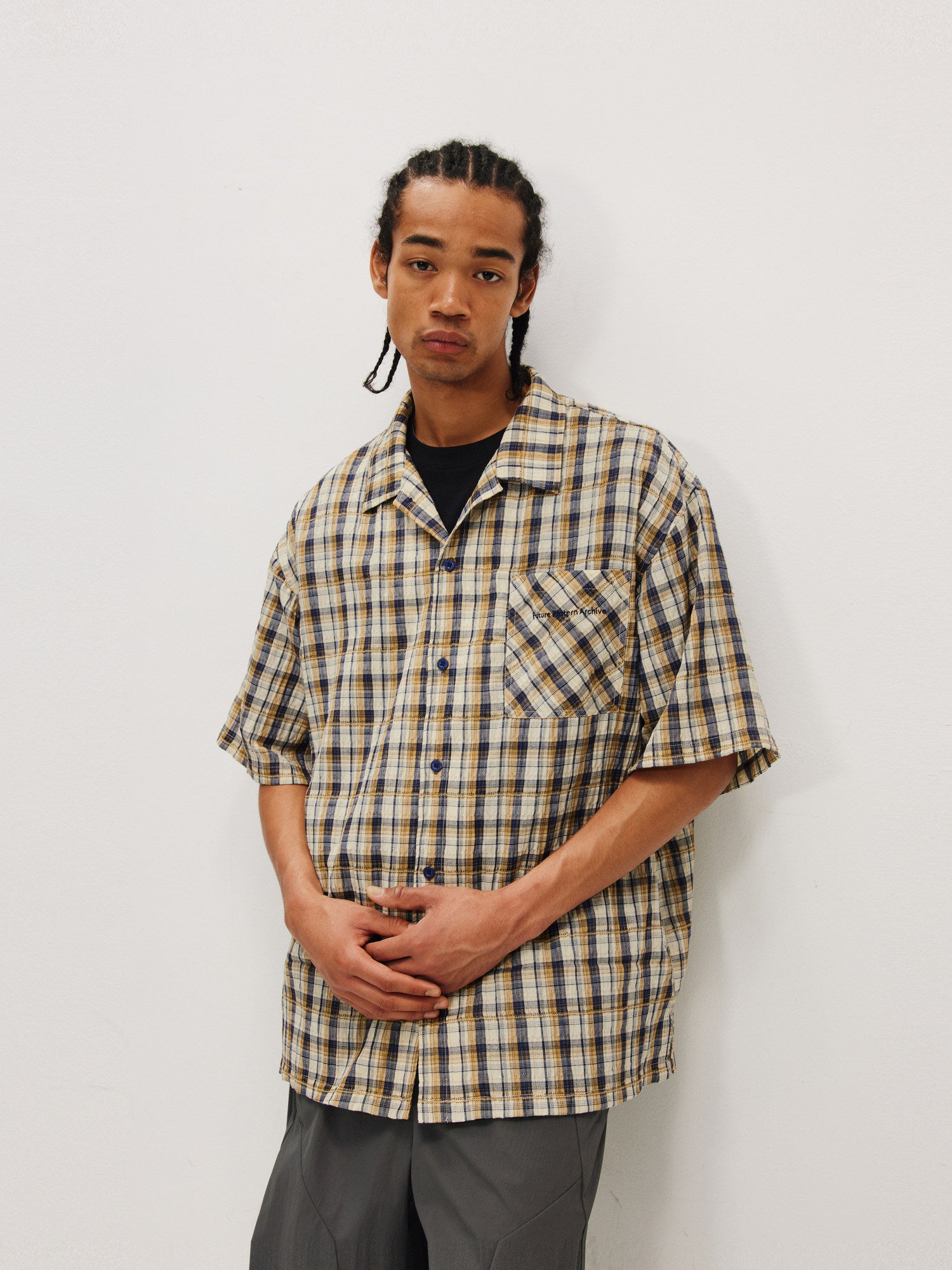 FPA Plaid Cuban Short-Sleeve Shirt – American Retro Streetwear Summer Loose-Fit Casual Shirt for Men