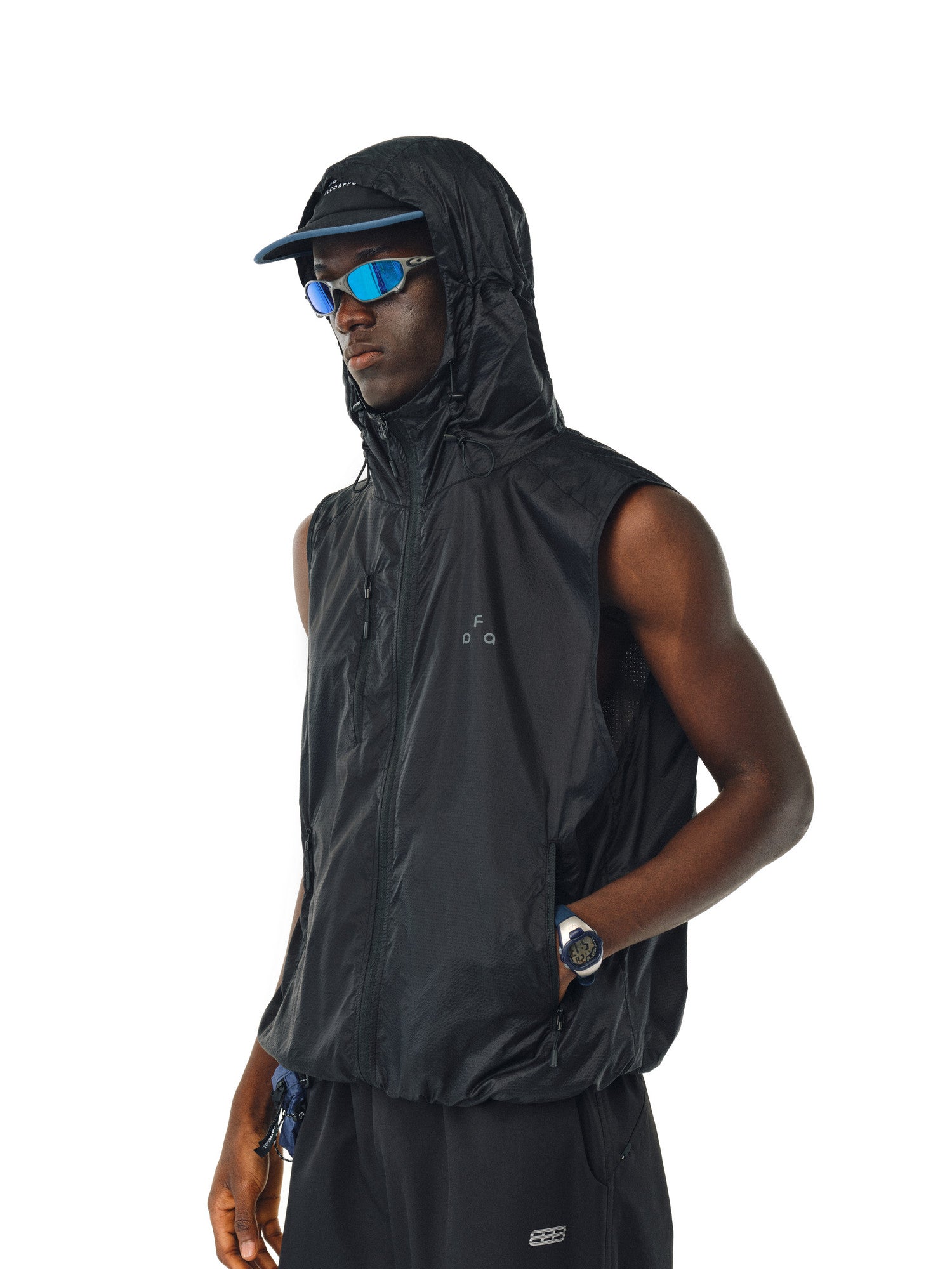 FPA UPF40+ Lightweight Hooded Sleeveless Vest for Summer Outdoor Activities, Unisex Streetwear