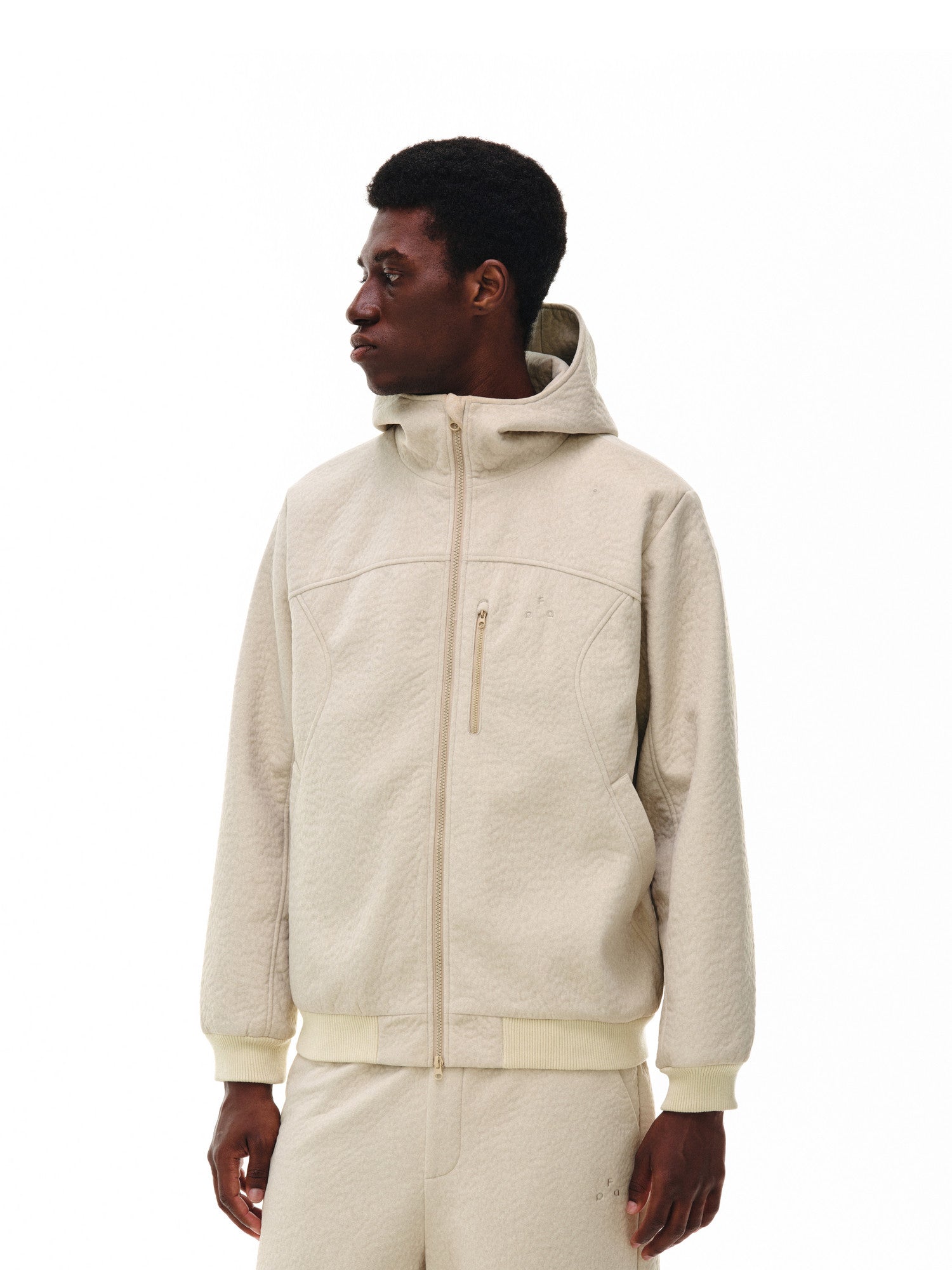 FPA Hooded Relaxed Fit Suede Bio-Fleece Zip-Up Jacket