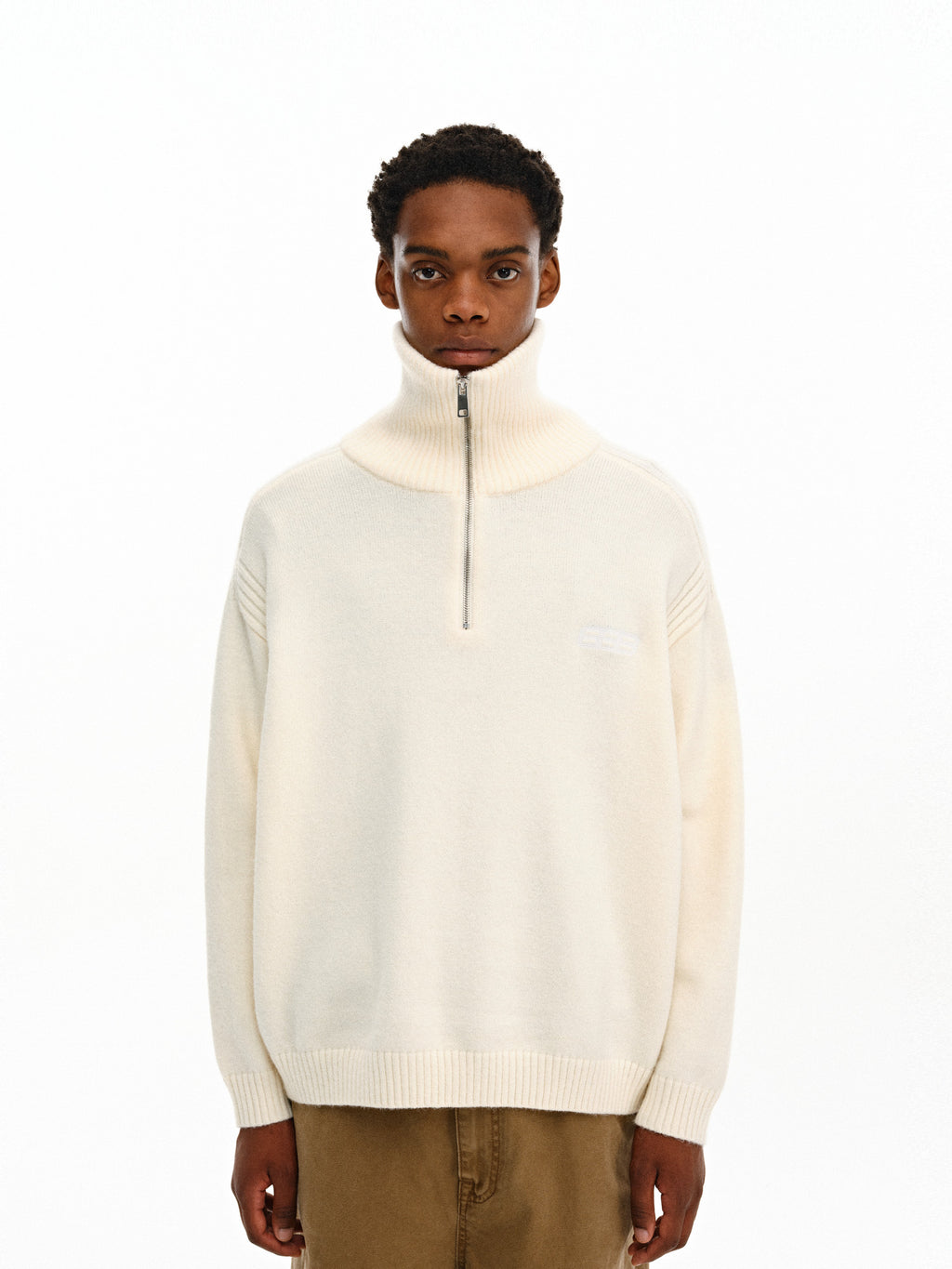 FPA Half-Zip High Neck Pullover Sweater – Spring/Fall 2026 New, Loose Fit, Minimalist Design Couple Knitwear