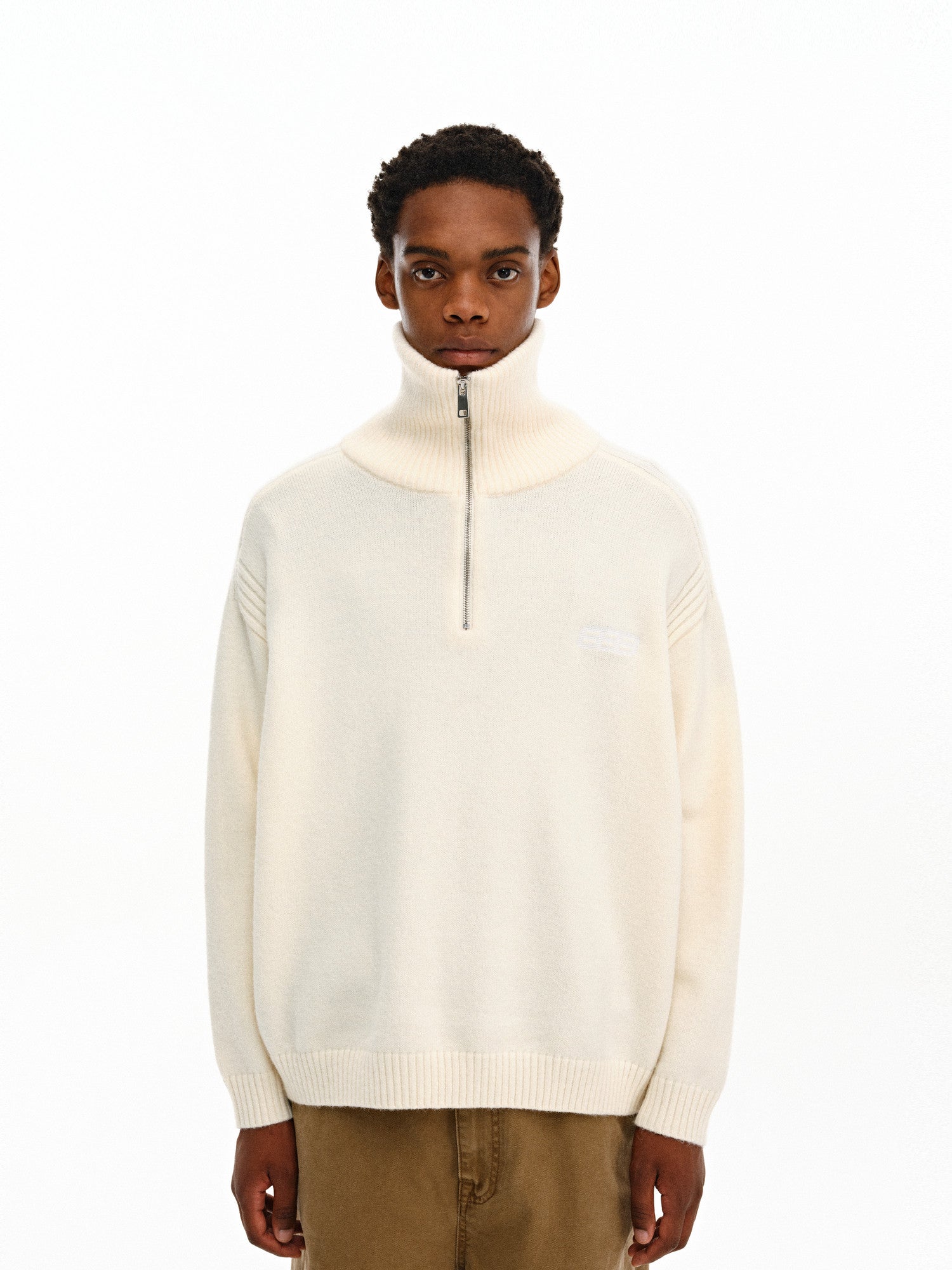 FPA Half-Zip High Neck Pullover Sweater – Spring/Fall 2026 New, Loose Fit, Minimalist Design Couple Knitwear