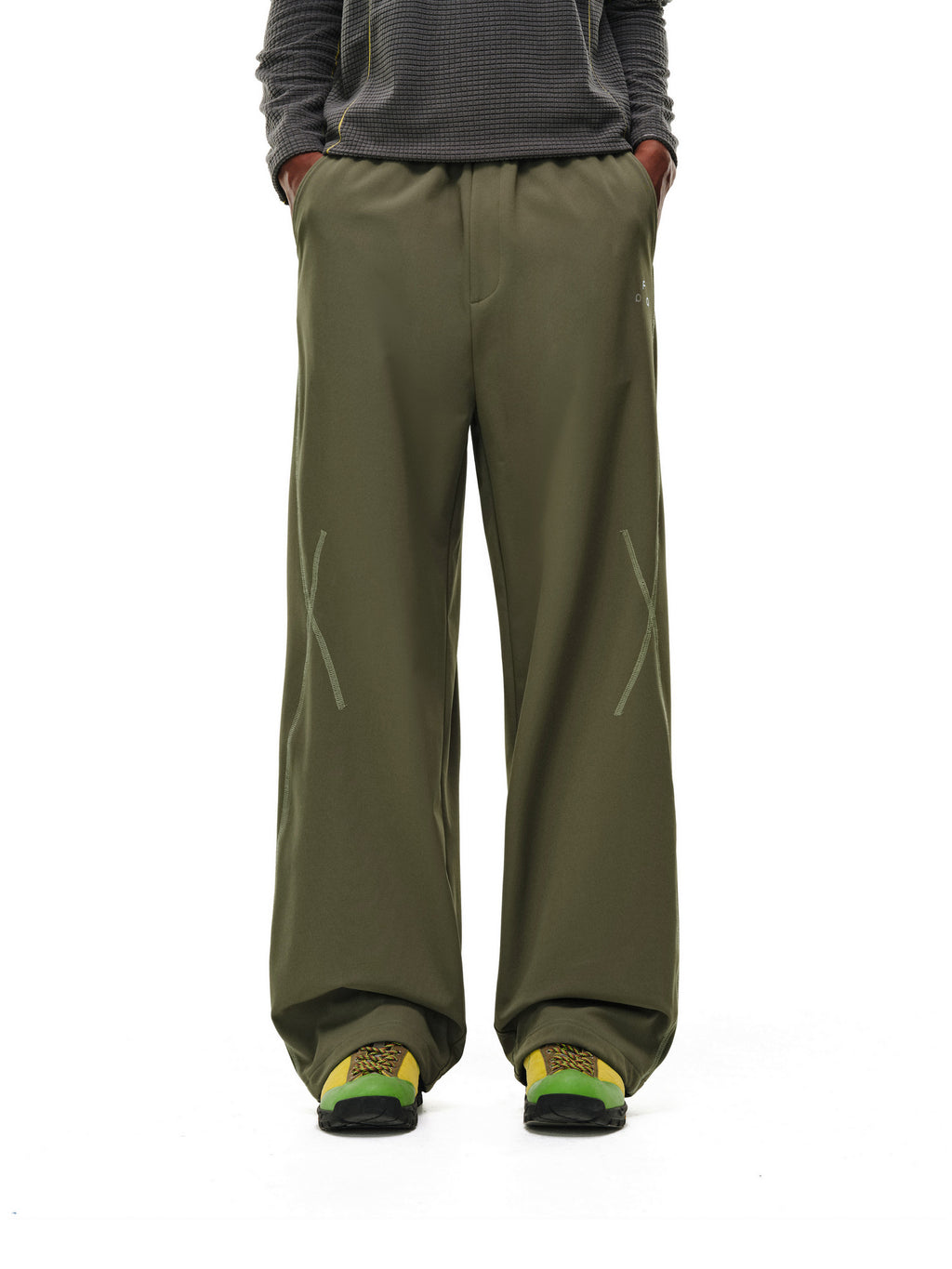 FPA Outdoor Sports Contrast Stitch Thickened Curved Leg Pants Winter Loose Wide Leg Couple Casual Warm Pants