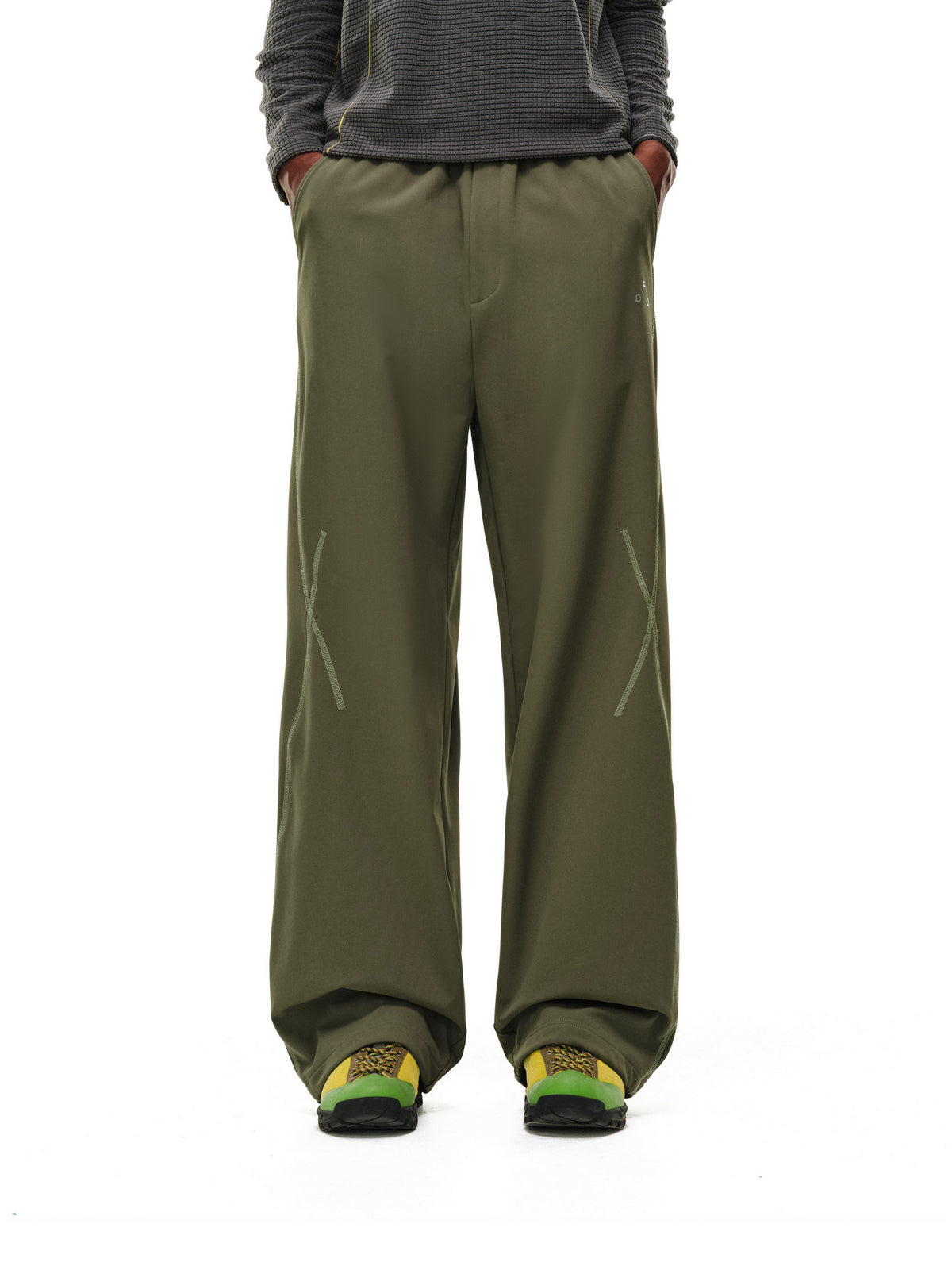 FPA Outdoor Sports Contrast Stitch Thickened Curved Leg Pants Winter Loose Wide Leg Couple Casual Warm Pants