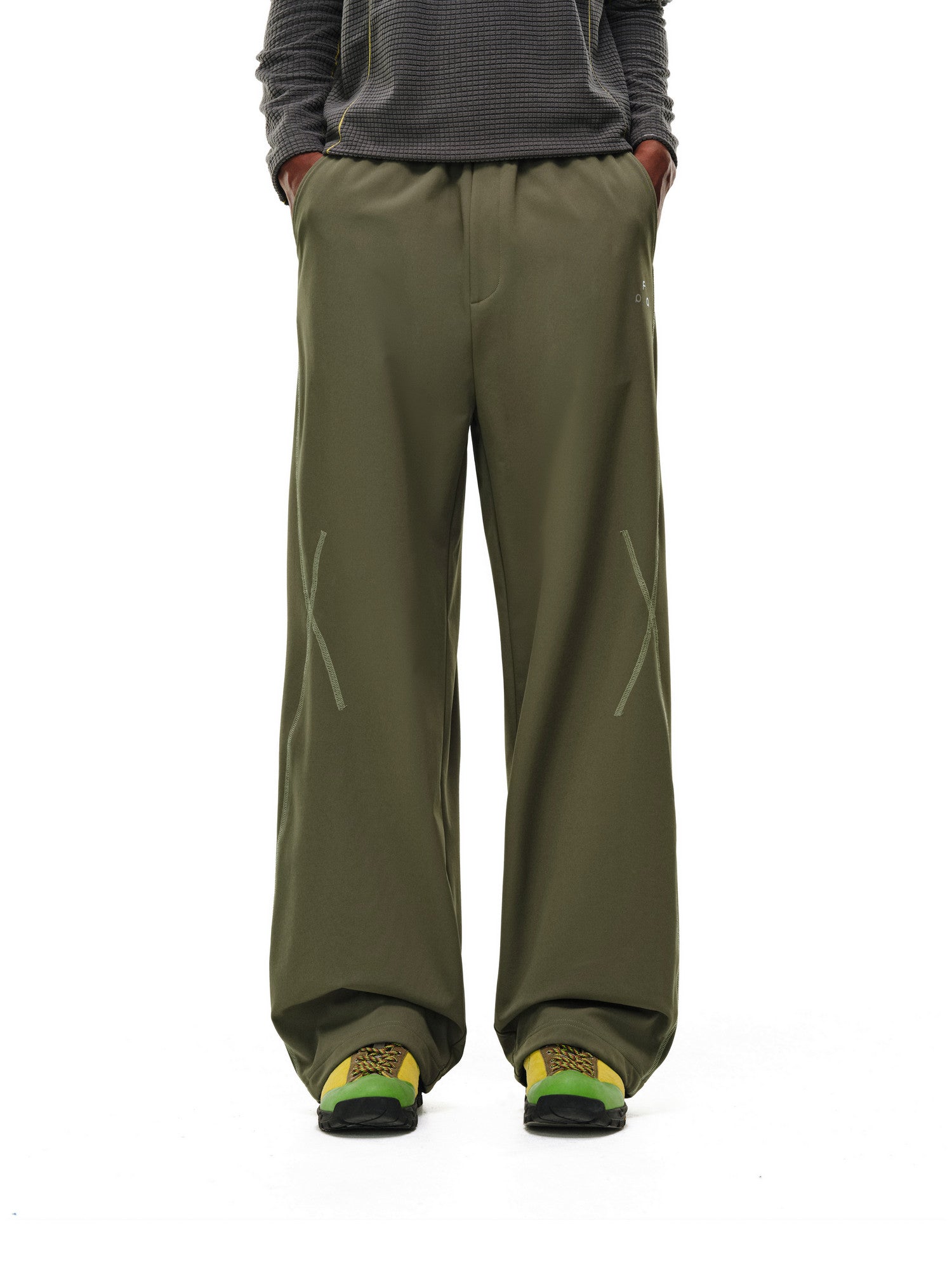 FPA Outdoor Sports Contrast Stitch Thickened Curved Leg Pants Winter Loose Wide Leg Couple Casual Warm Pants