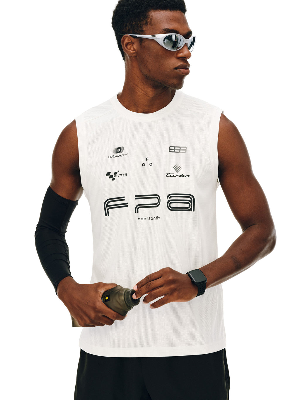 FPA Racing Sports Logo Tank Top - Summer Quick-Dry Round Neck Outdoor Fitness White Black Sleeveless T-Shirt