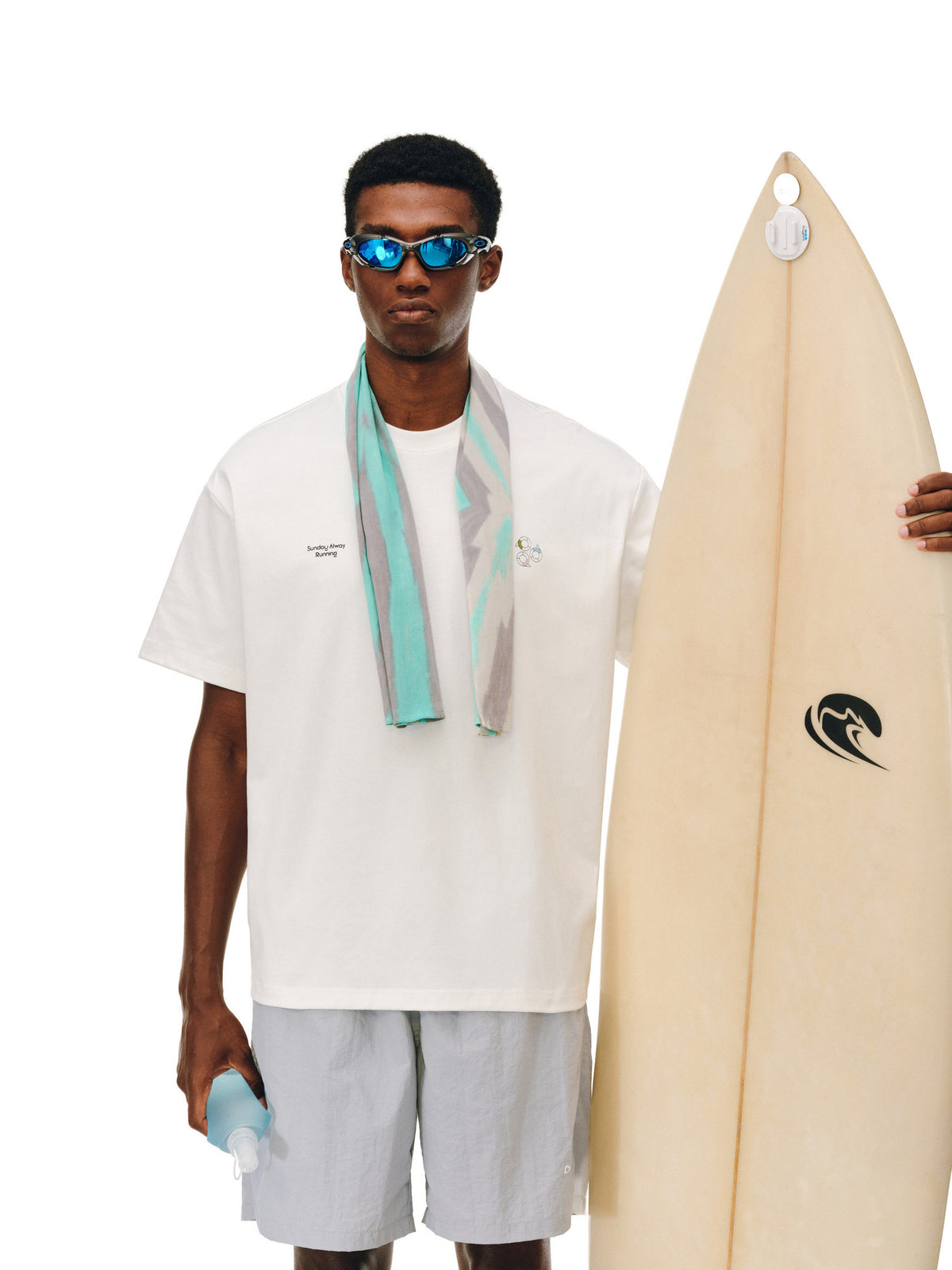FPA Rotating Motion Pattern Print T-Shirt | Outdoor Cooling Quick-Dry Summer Crew Neck Unisex White Short Sleeve