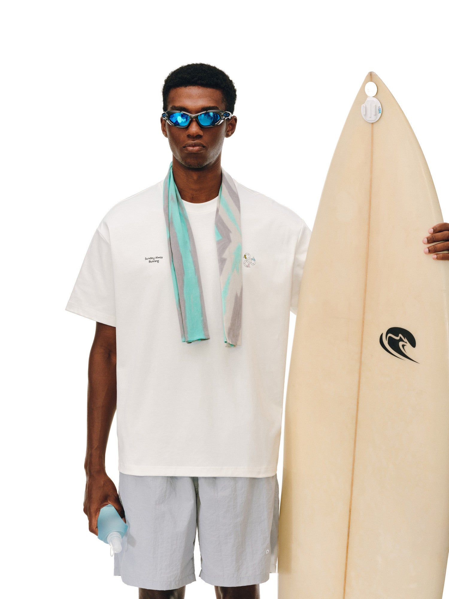 FPA Rotating Motion Pattern Print T-Shirt | Outdoor Cooling Quick-Dry Summer Crew Neck Unisex White Short Sleeve