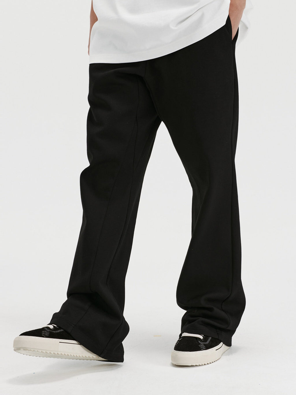 FPA Basic Flared Knit Sweatpants American Style Loose Summer Streetwear Trendy Black Casual Long Pants for Men