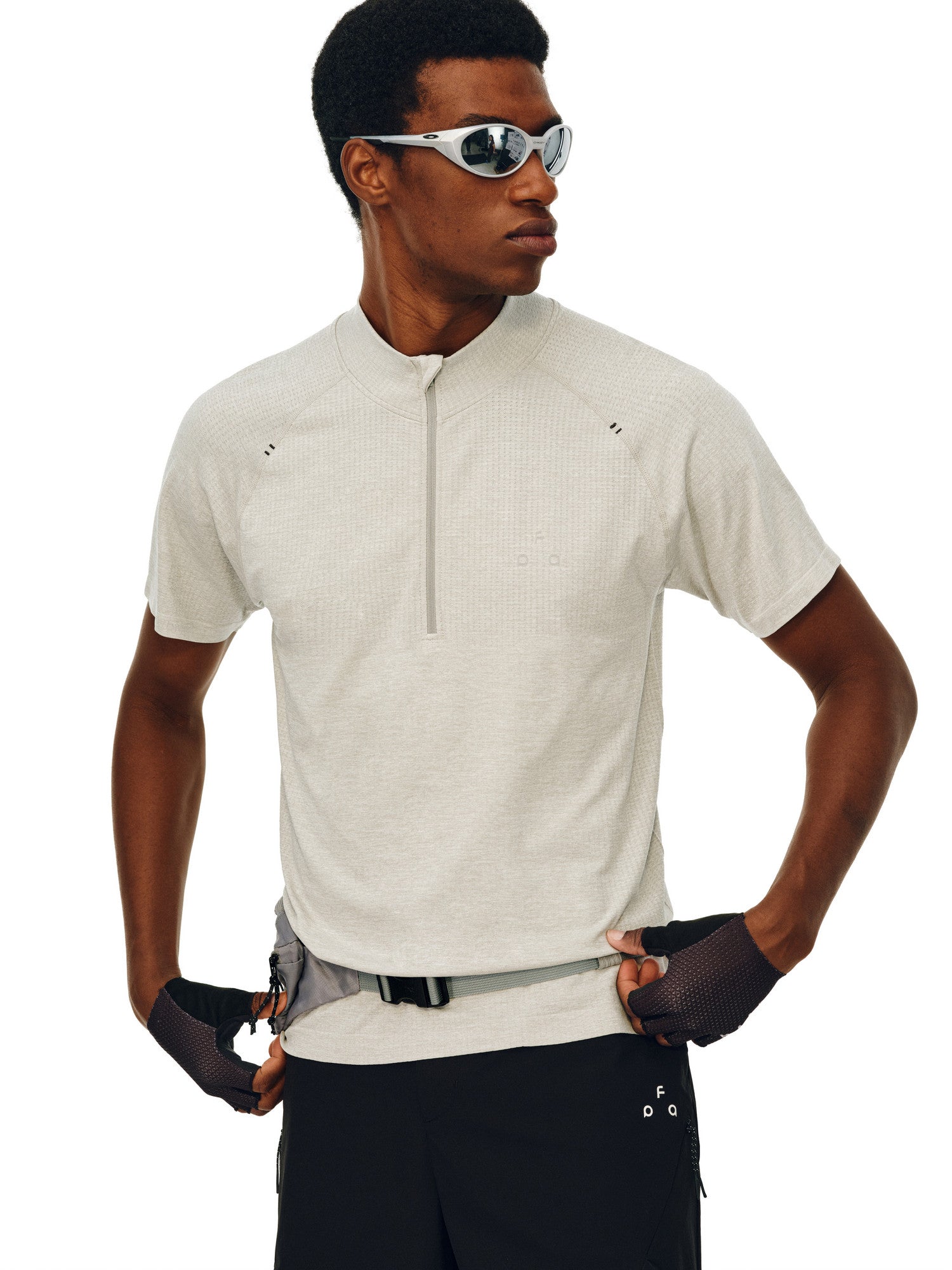 FPA Athletic Seamless Half-Zip Short Sleeve T-Shirt for Summer Outdoor Fitness and Running, Basic Premium Fit Men's Tee