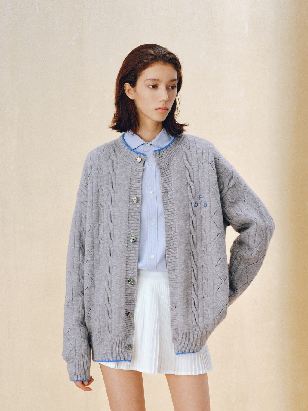 FPA Cable Knit Contrast Color Cardigan Sweater 2026 New Retro High-End Design Couple Autumn Knitwear