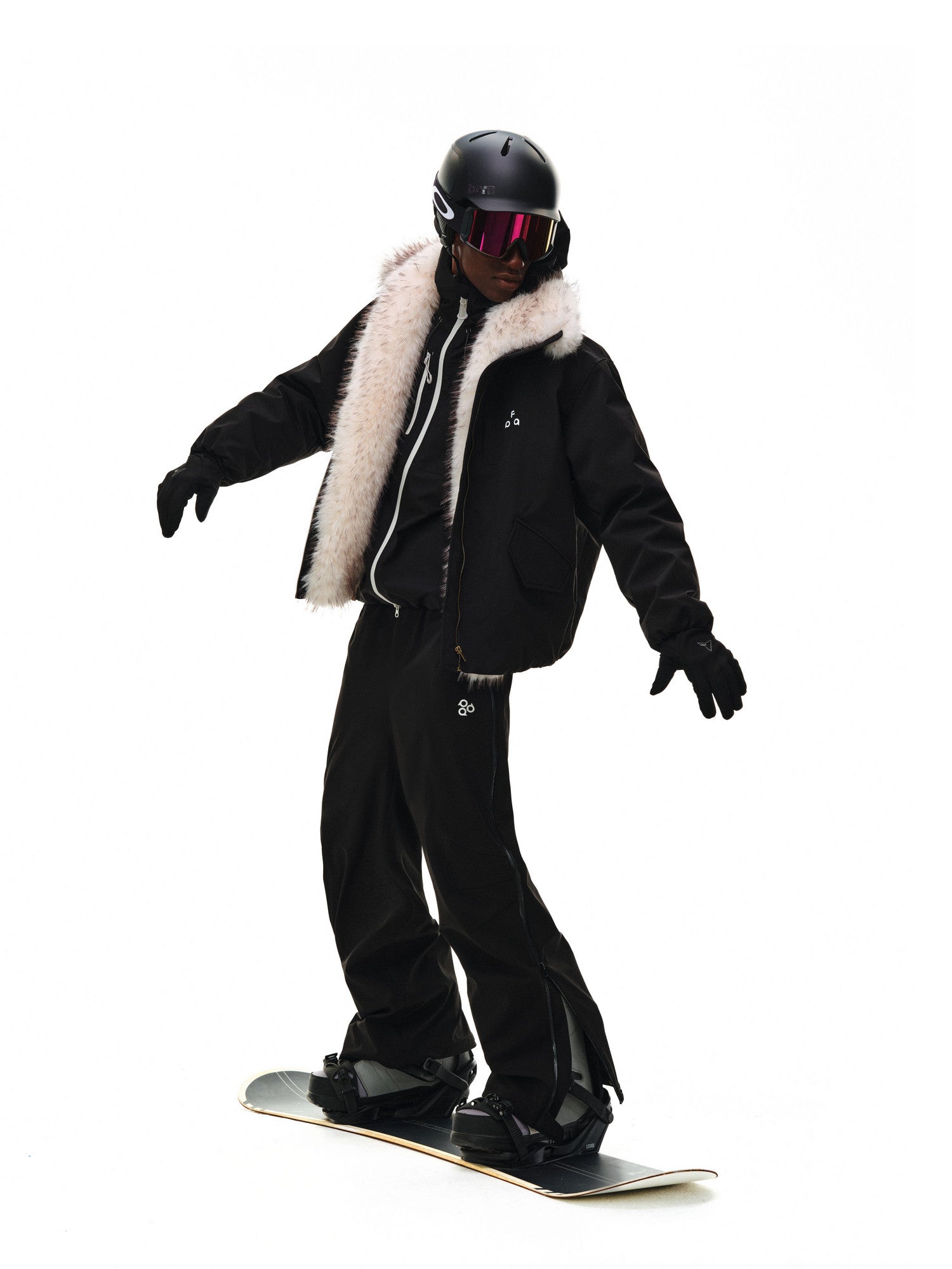 FPA Eco-Friendly Mink Fur Collar Black Parka Down Jacket