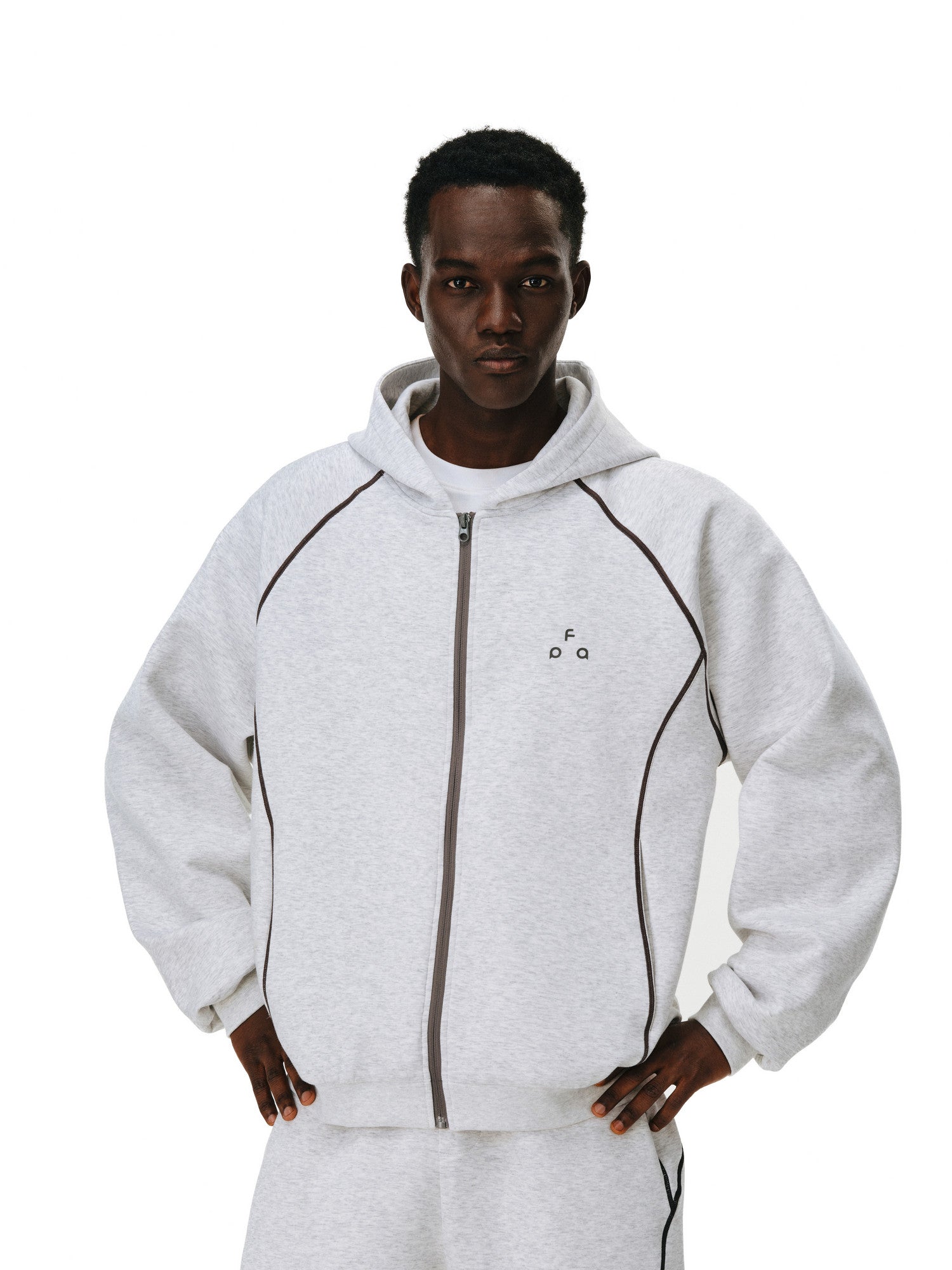 FPA Warm Fleece Hooded Zip-Up Sweatshirt - Chinese Streetwear Fall Loose-Fit Couple Casual Hoodie