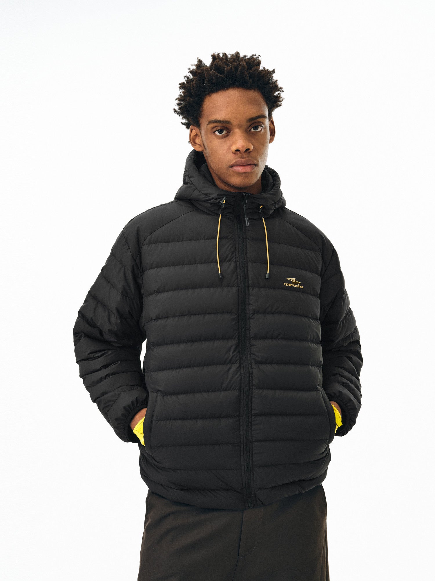 FPA Three-Proof Color-Blocking Lightweight Hooded Down Jacket with 90% White Duck Down, American Retro Autumn/Winter Patchwork Down Coat