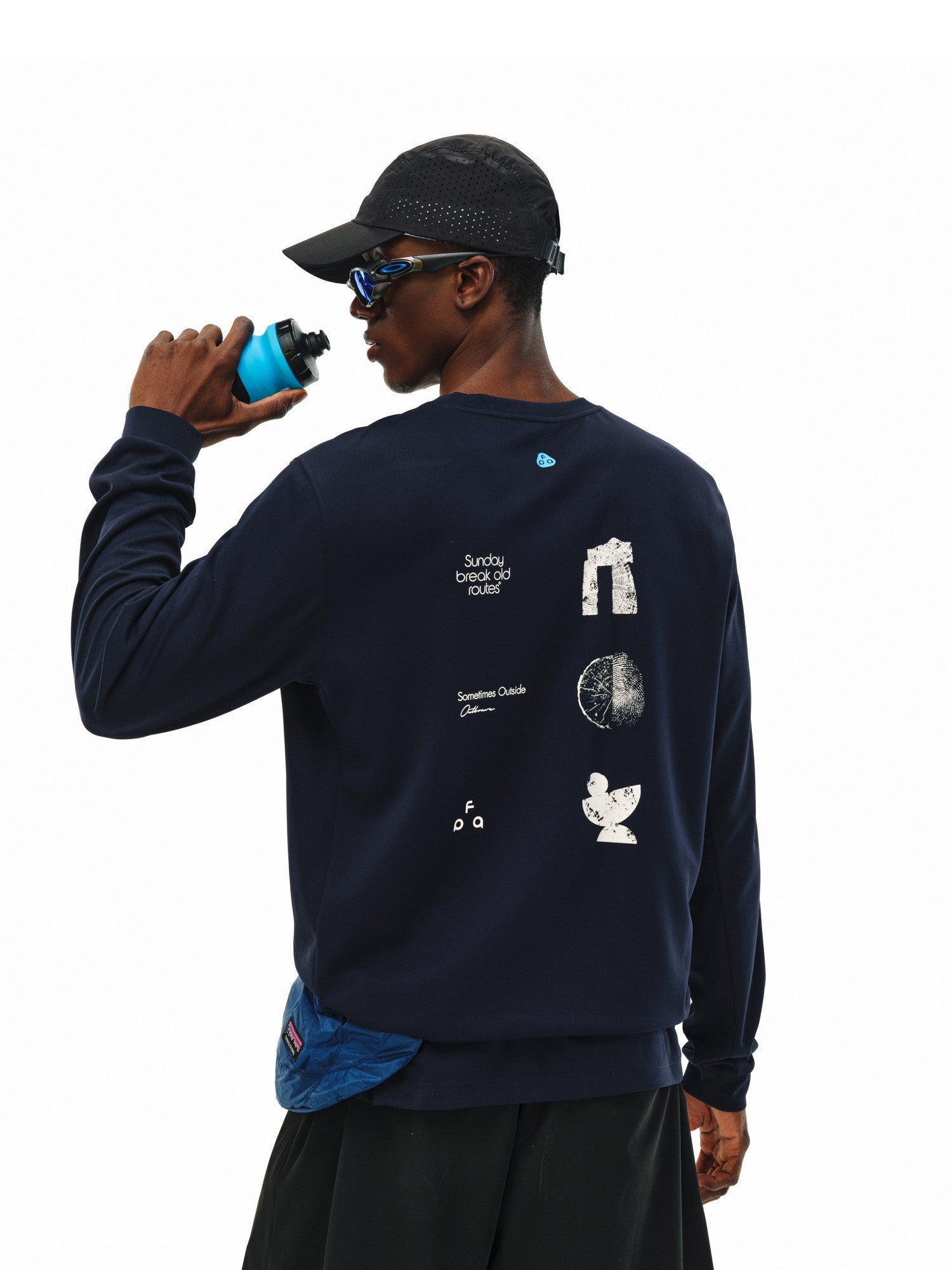FPA Moisture-Wicking UPF50+ Printed Long Sleeve Athletic Spring Casual Crew Neck Black Couple T-Shirt