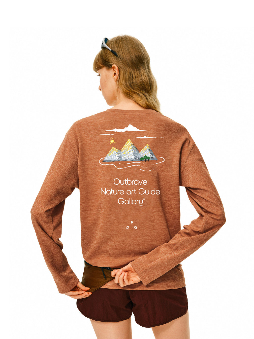FPA Heather Yarn Mountain Outdoor Sports Long Sleeve T-Shirt - Quick-Dry, Breathable, Round Neck, Printed, for Hiking and Autumn - Unisex