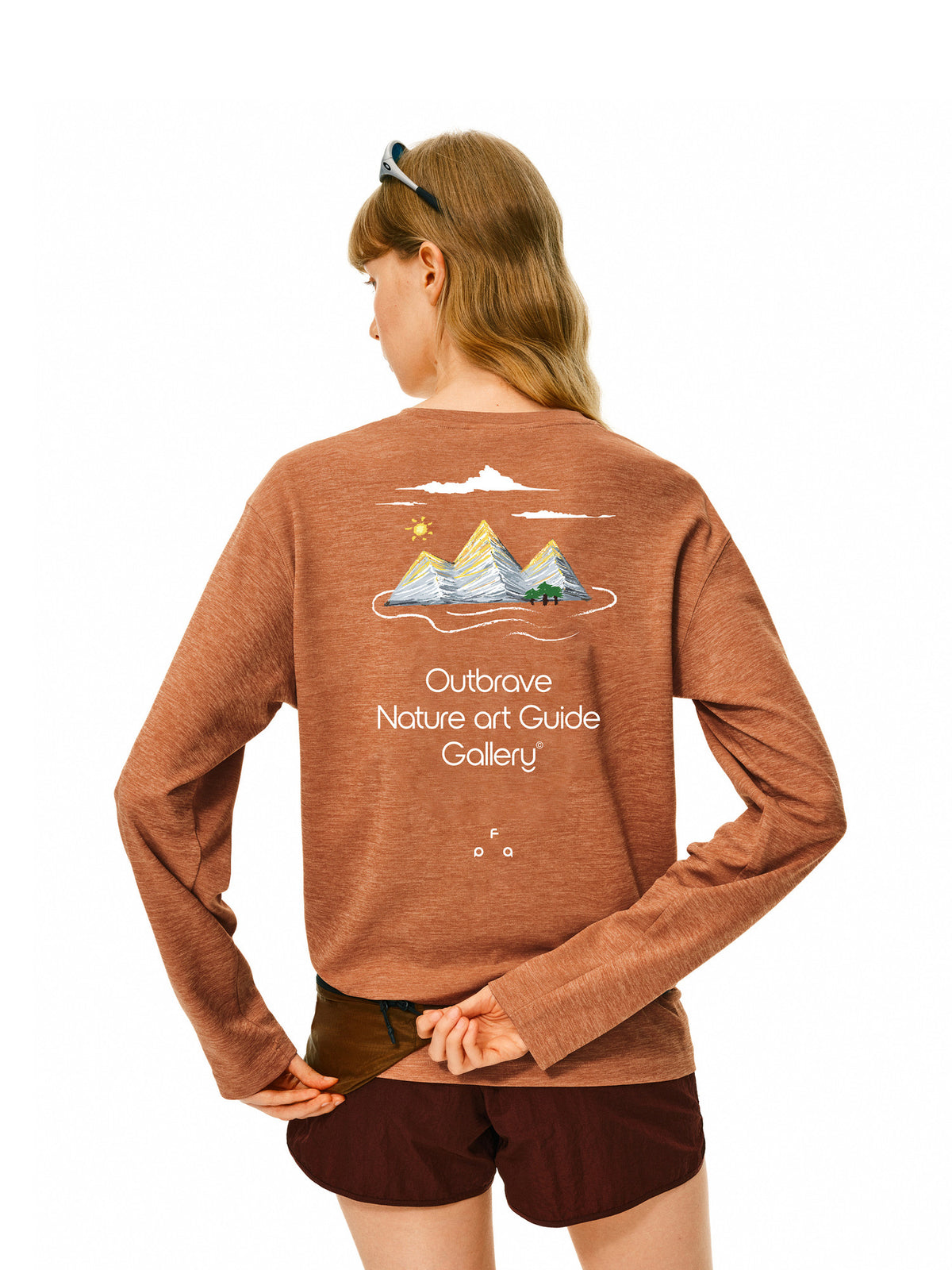 FPA Heather Yarn Mountain Outdoor Sports Long Sleeve T-Shirt - Quick-Dry, Breathable, Round Neck, Printed, for Hiking and Autumn - Unisex