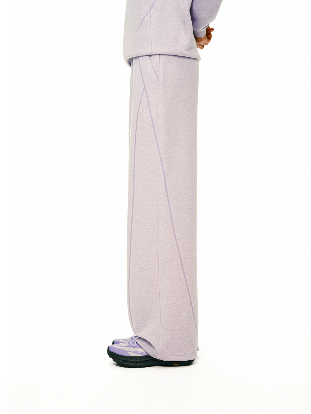 FPA Skin-Friendly Wool Heather Contrast Sweatpants Set – Spring/Fall Basic Loose Straight-Leg Lounge Pants