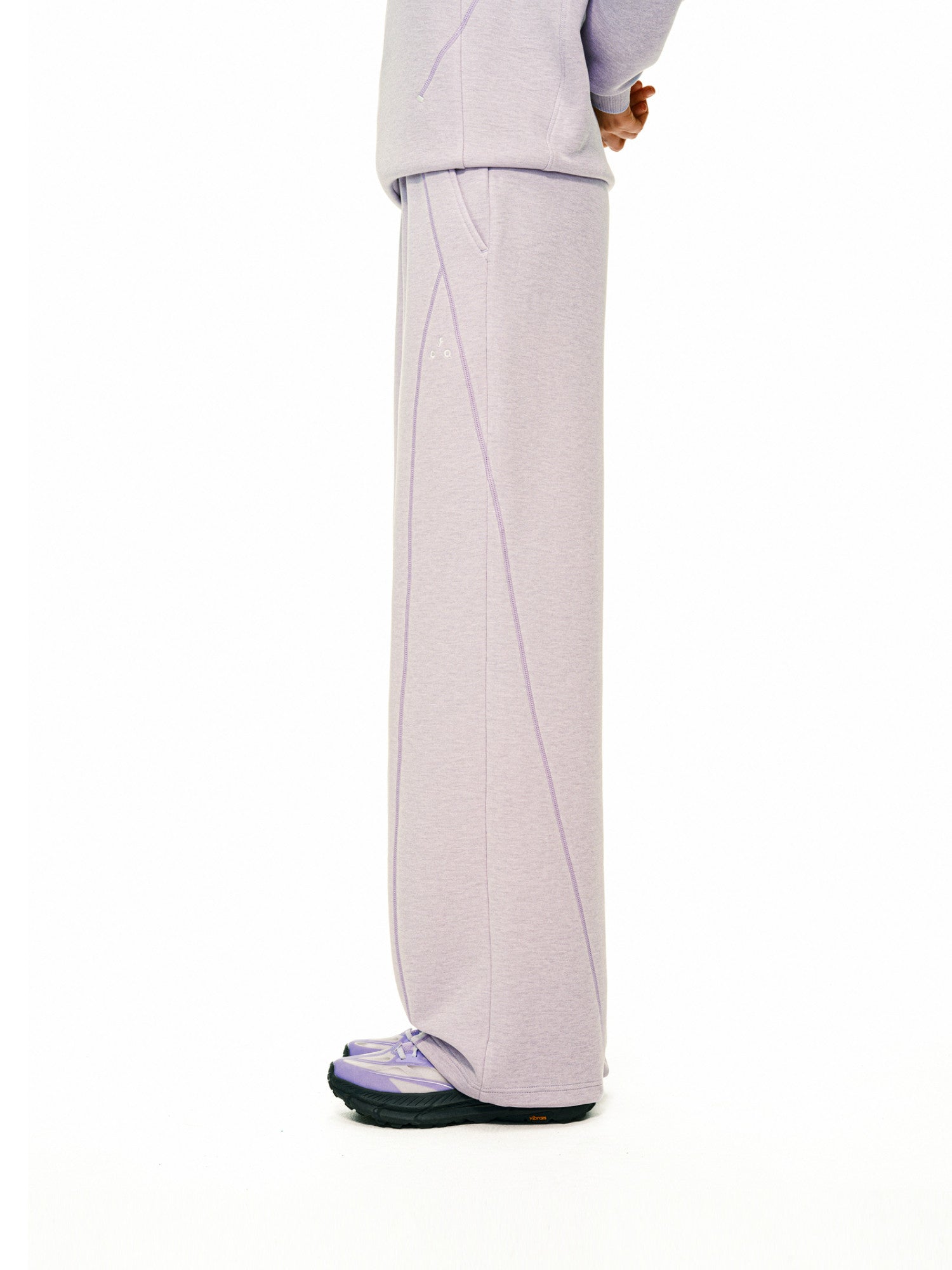 FPA Skin-Friendly Wool Heather Contrast Sweatpants Set – Spring/Fall Basic Loose Straight-Leg Lounge Pants