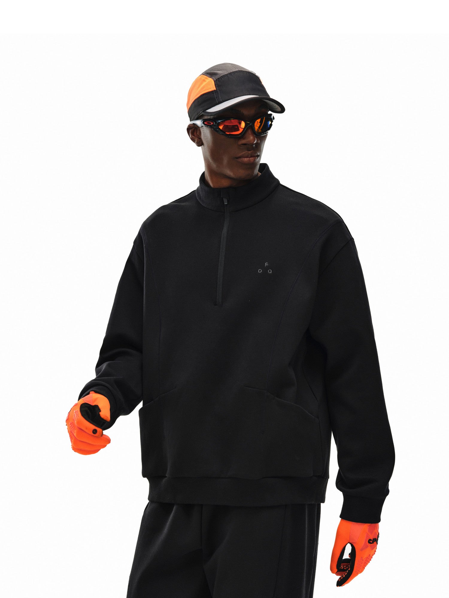 FPA Stand Collar Half-Zip Loose Structured Hoodie - Chinese Streetwear American Retro Casual Spring Pullover