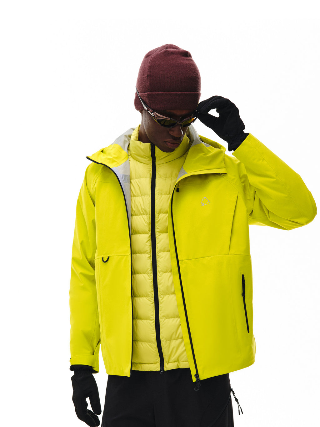 FPA Three-in-One Down-Lined Color-Block Hardshell Jacket for Men and Women, Autumn/Winter Outdoor Sports Warm Windbreaker