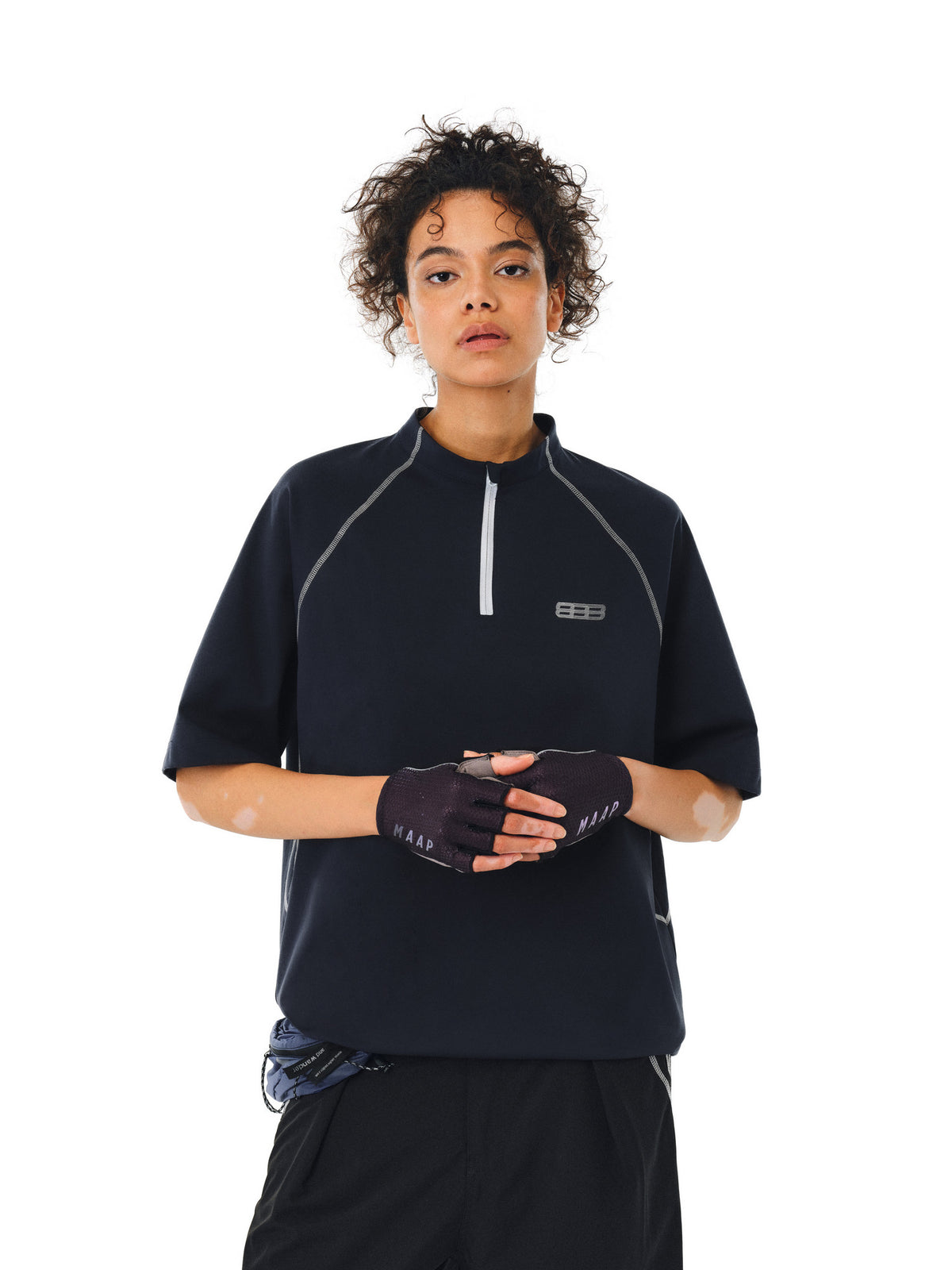 FPA Sorona Quick-Dry Color-Block Hasso Sports Short Sleeve T-Shirt - Chinese Streetwear American Style Half-Zip Couple Tee for Men