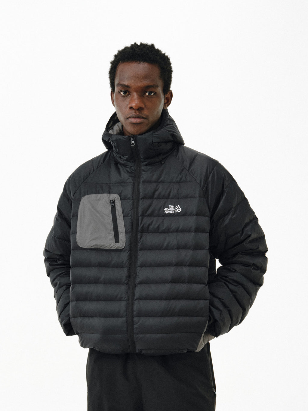 FPA DuPont Three-Proof Quilted Down Hooded Jacket – Winter American Style Black Loose Lightweight Down Coat for Men