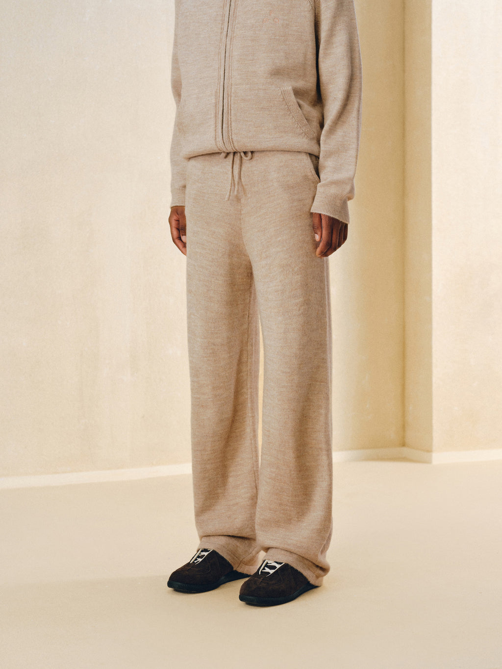 FPA Merino Wool Anti-Pilling Knit Casual Trousers Autumn/Winter Retro Track Suit Straight-Leg Knit Pants