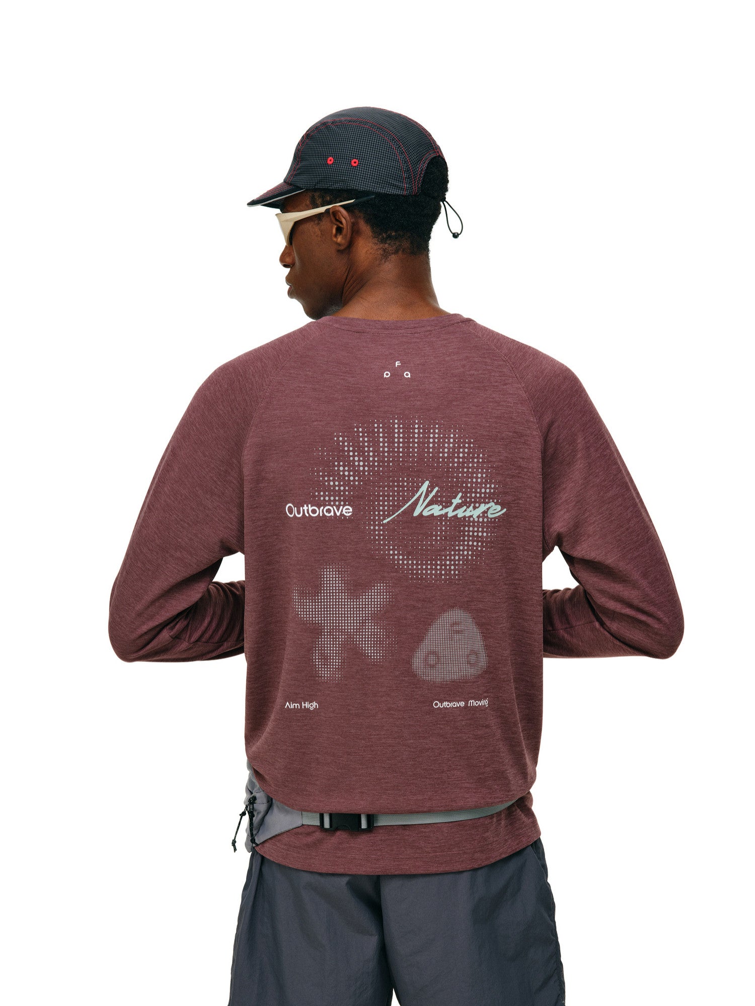 FPA Moisture-Wicking Natural Element Pattern Sports T-Shirt for Fall Outdoor Fitness, Breathable Casual Long Sleeve